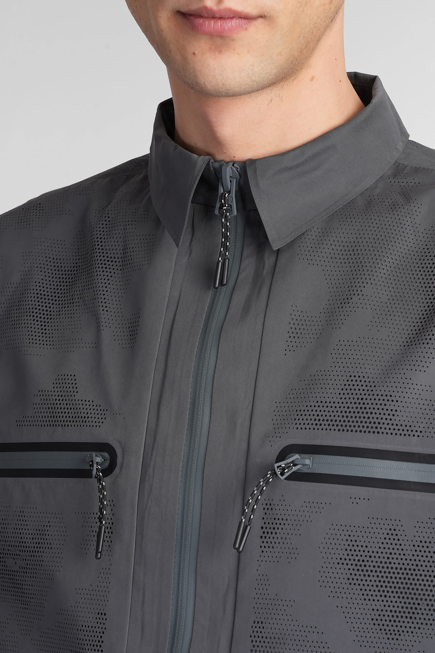 ALPHA INDUSTRIES LASER CUT SHIRT SHIRT IN GREY POLYESTER