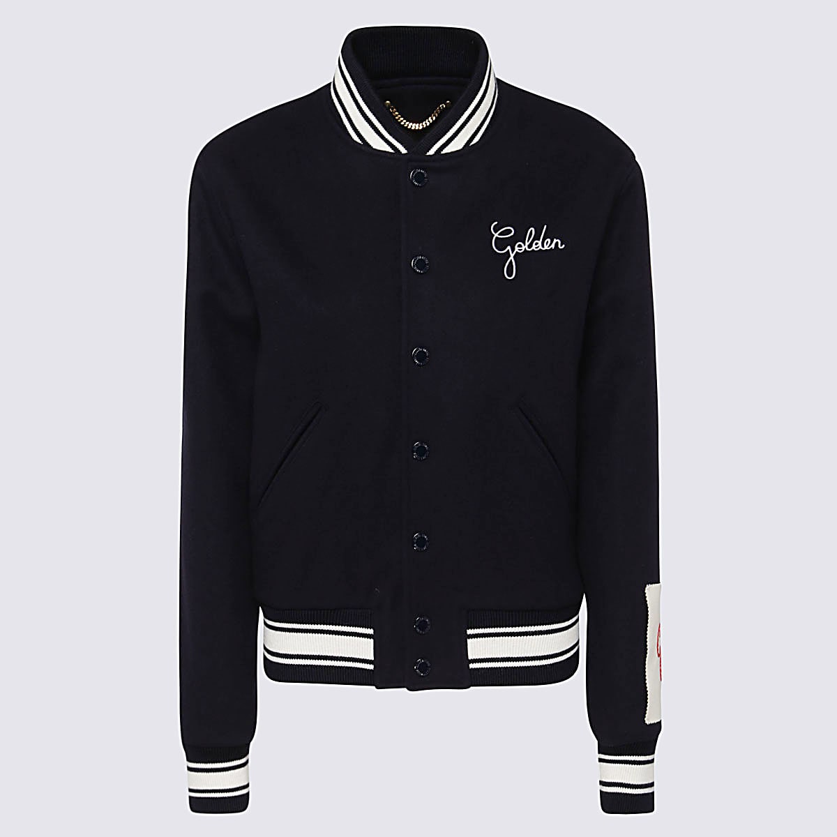 Golden Goose Navy Blue And White Wool Blend Casual Jacket