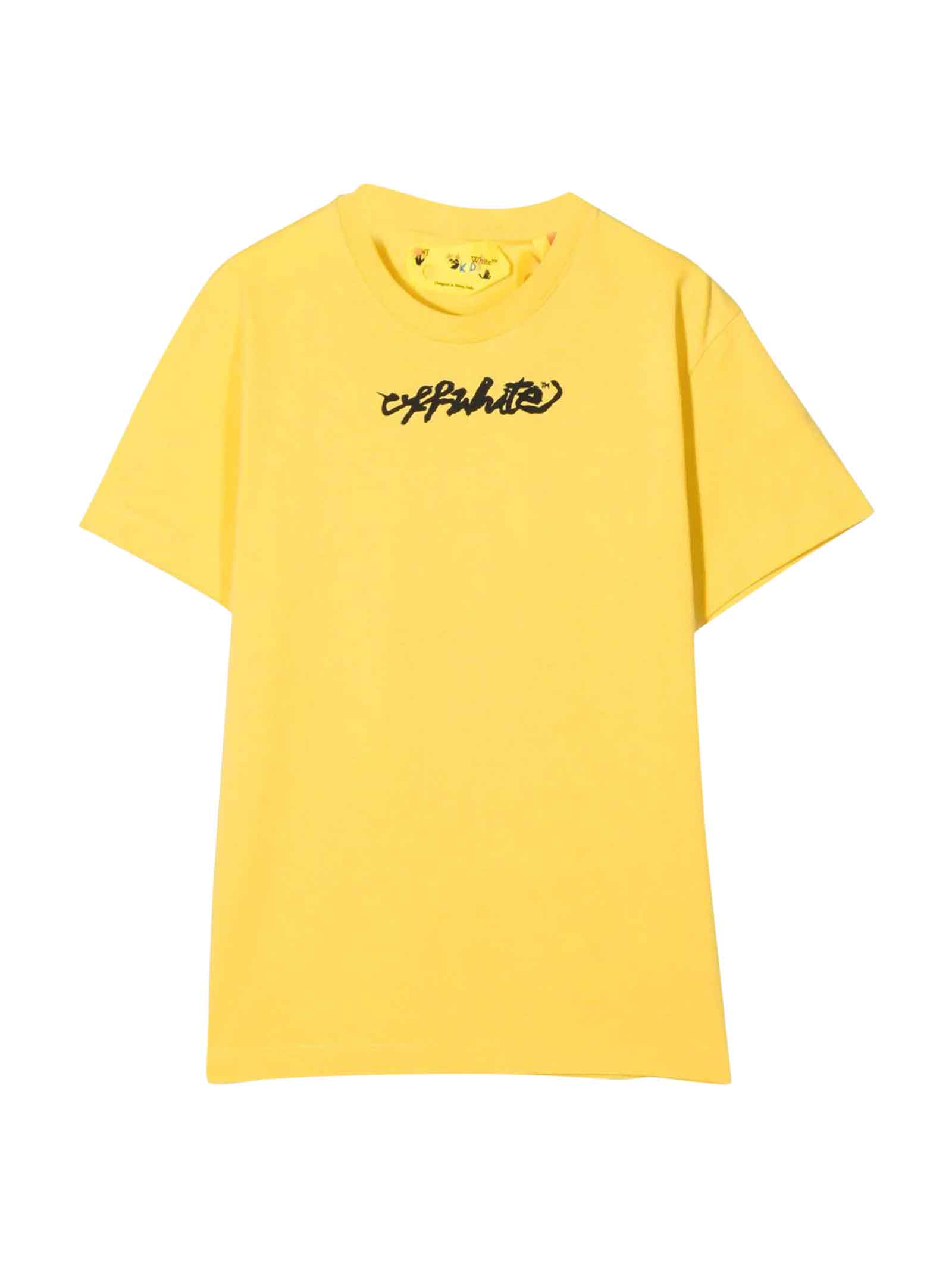 Off-White Yellow T-shirt With Black Print