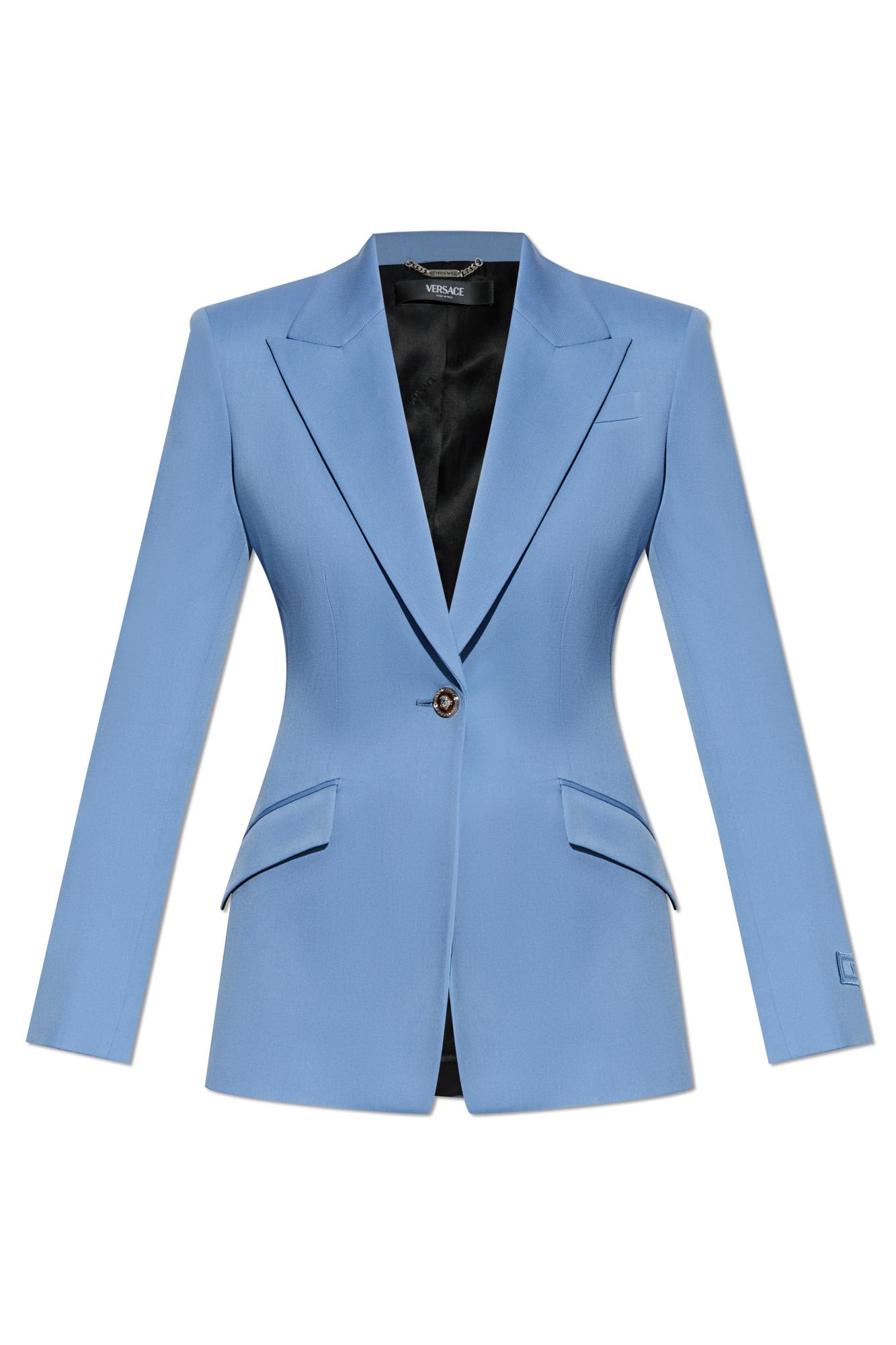 Versace Wool Blazer With Closed Lapels