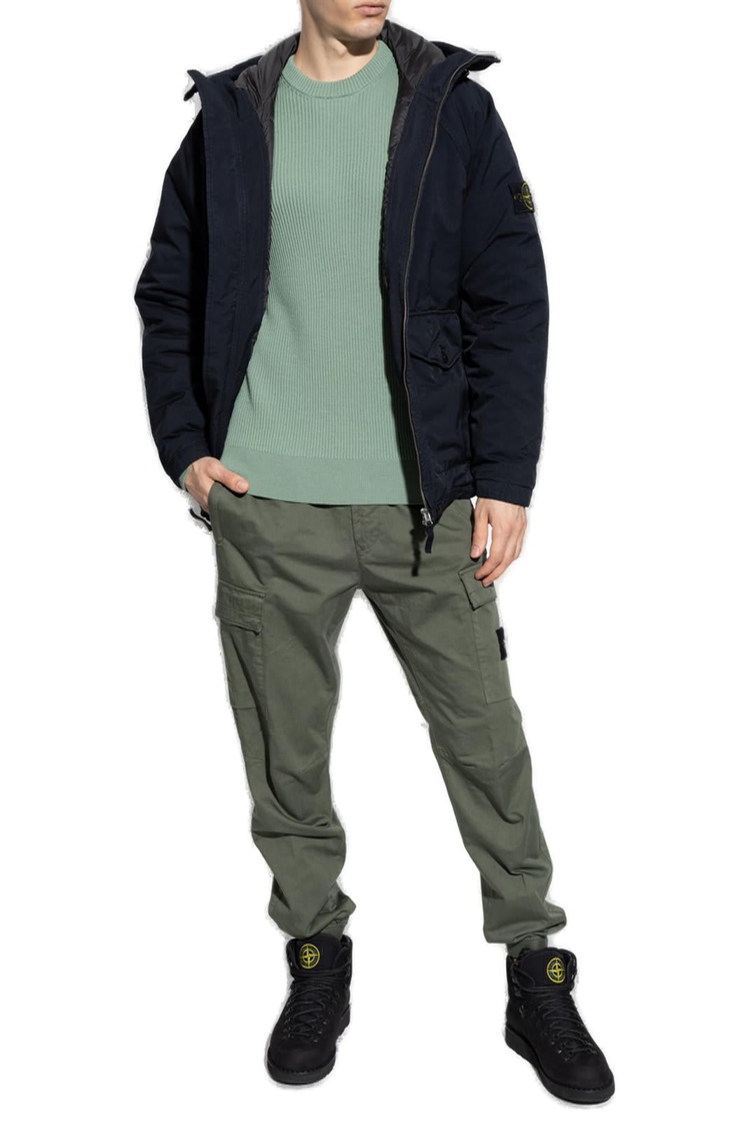 Shop Stone Island Regular Tapered Fit Cargo Pants In Military