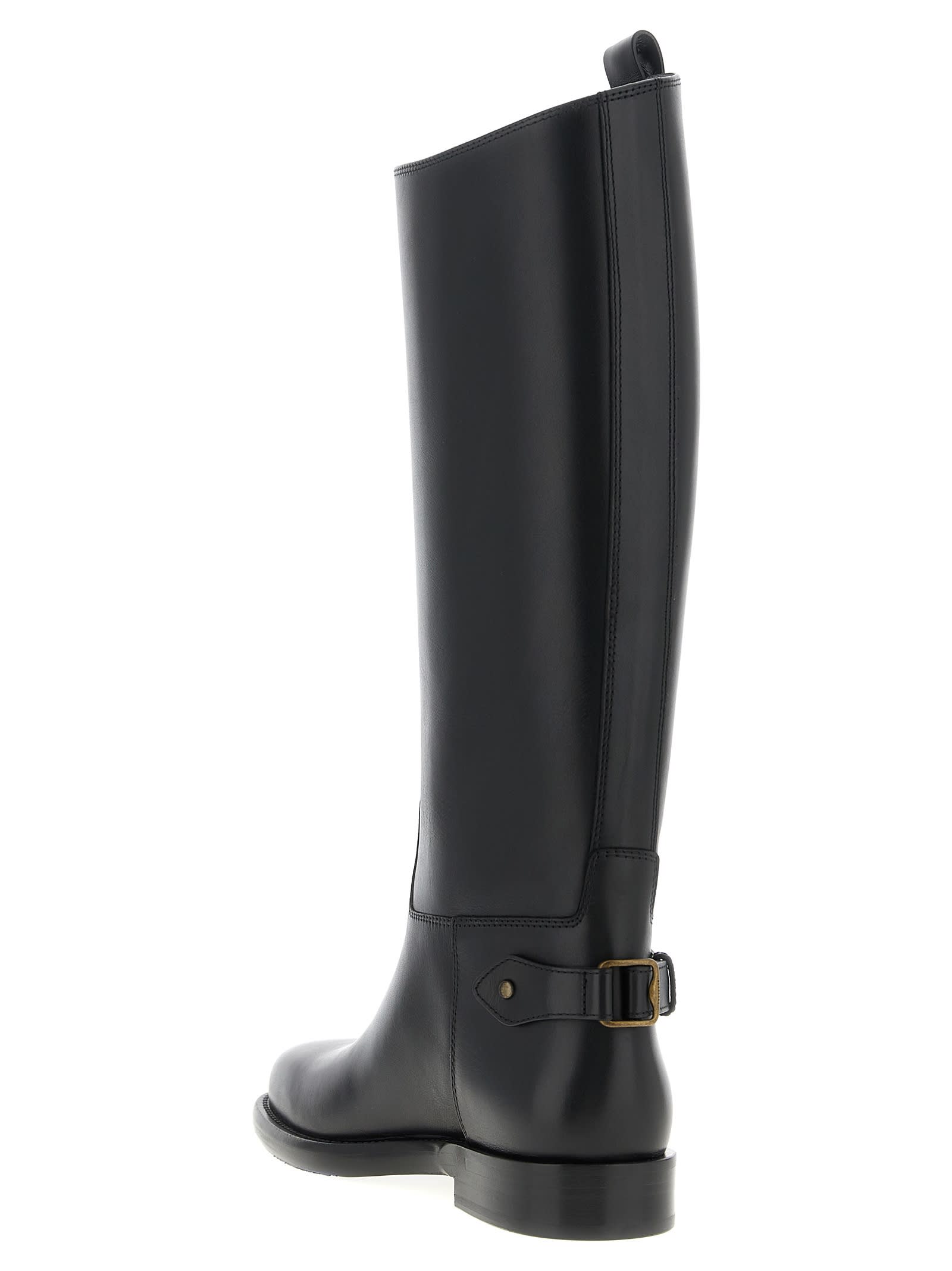 Burberry Cavalier Knee-high Leather Riding Boots In Black