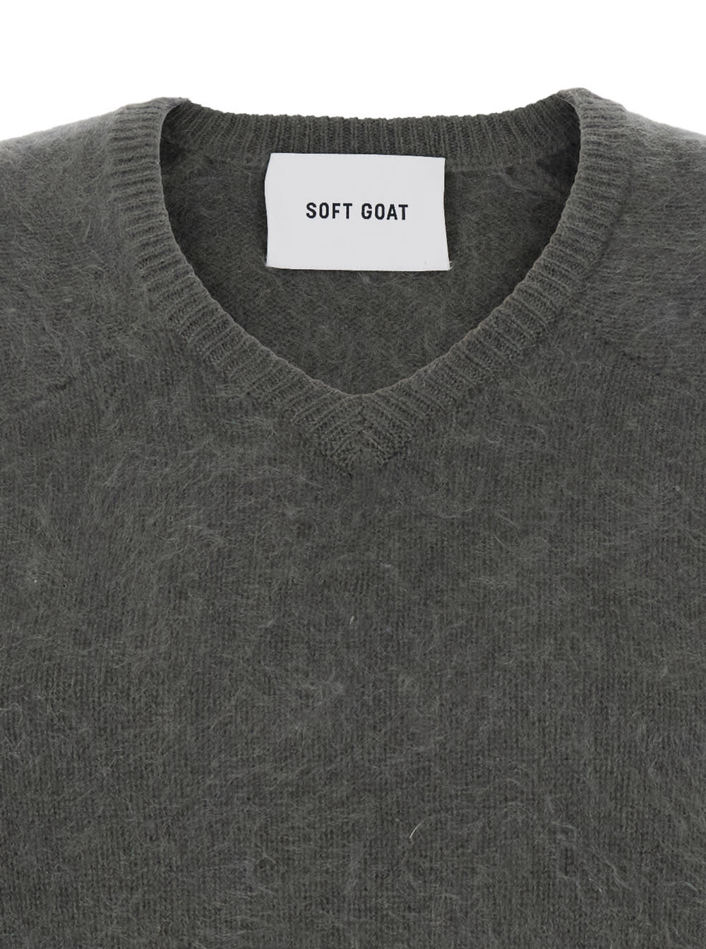 Goat Grey Sweater With V Neck And Brushed Effect In Cashmere Woman In Gray