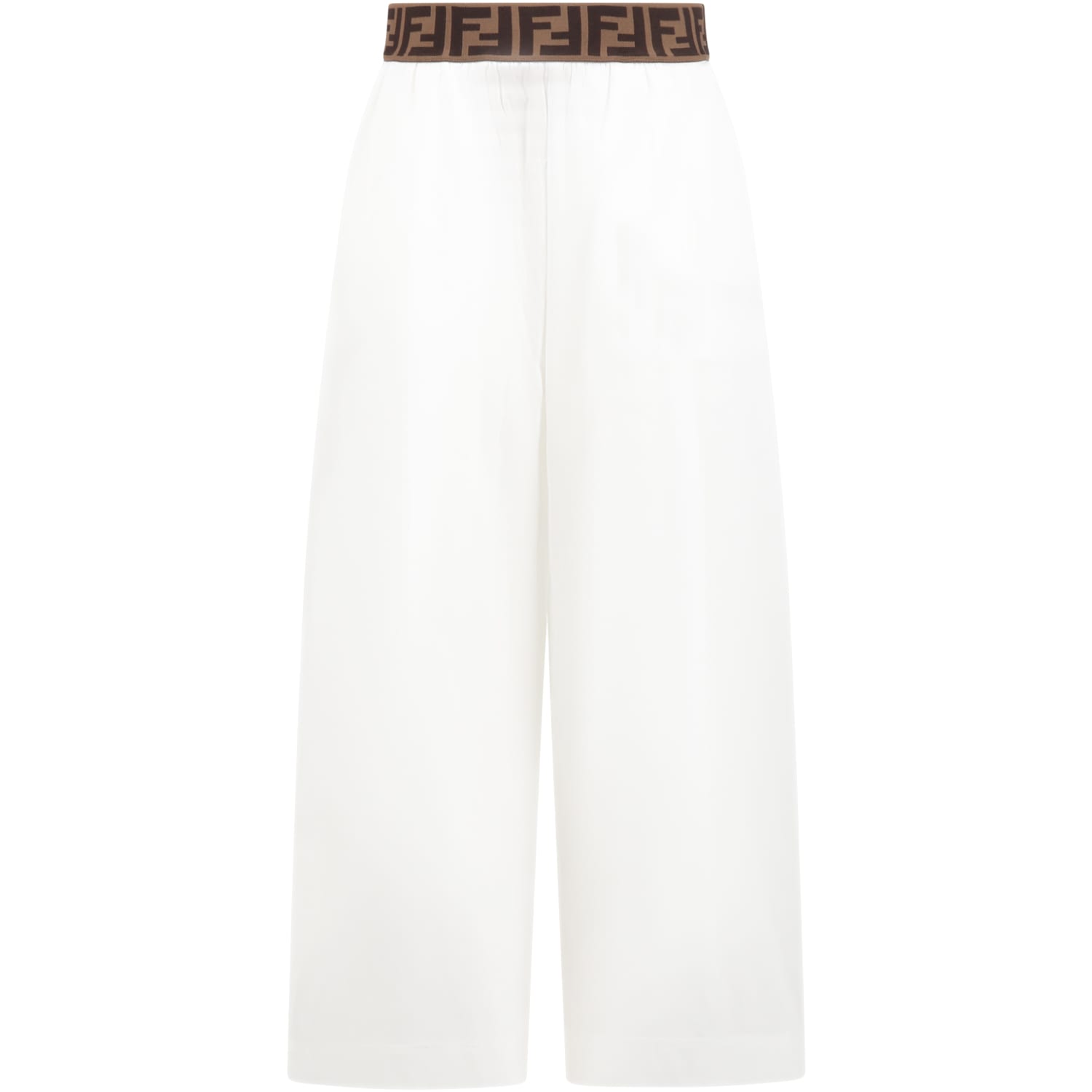 Fendi White Culottes For Girl With Ff