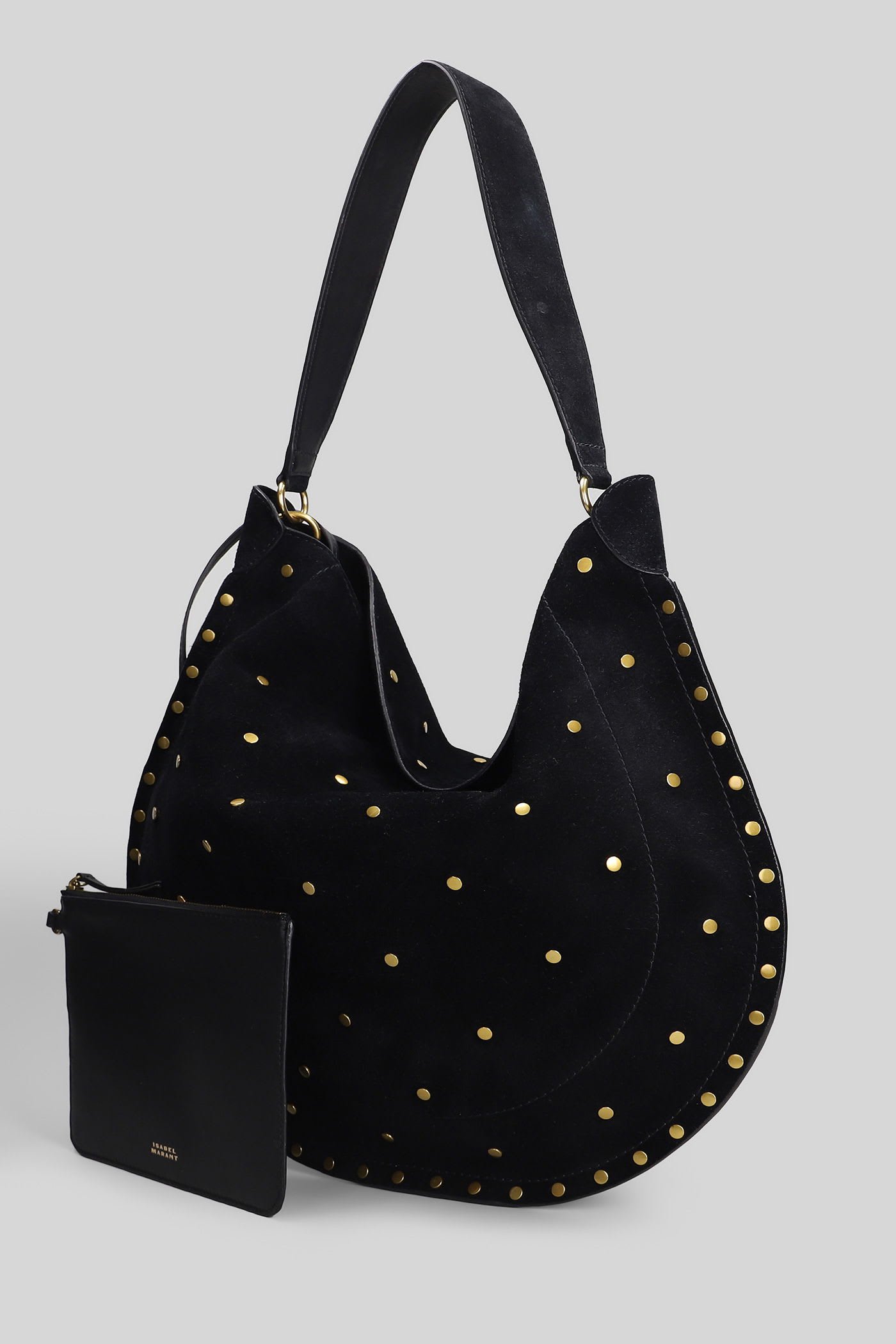 Isabel Marant Oskan Hobo Soft Shoulder Bag In Black Suede In Black