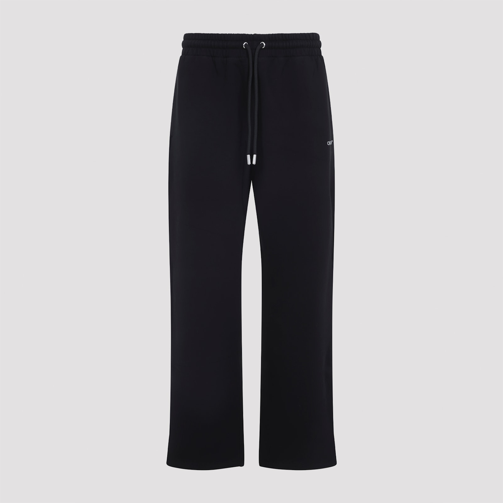 Off-white Wide-leg Cotton Joggers With Cuffed Hem In Black