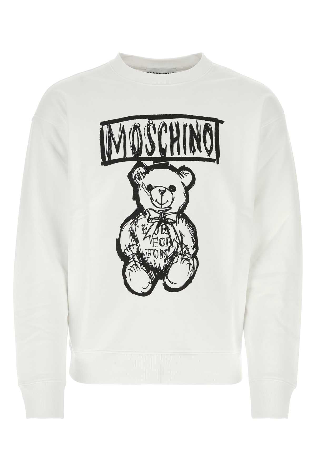 Shop Moschino White Cotton Sweatshirt In 1001