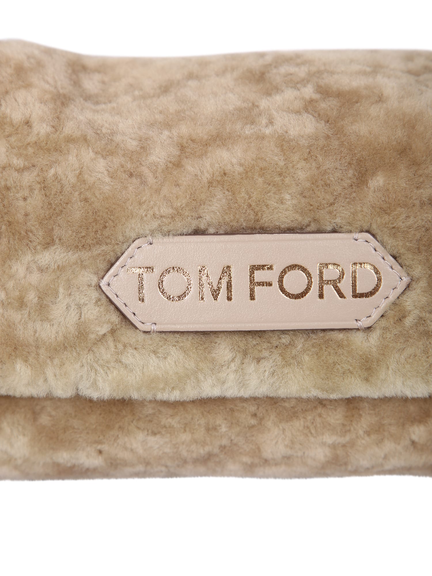 Shop Tom Ford Mini Shearling Bag In Beige