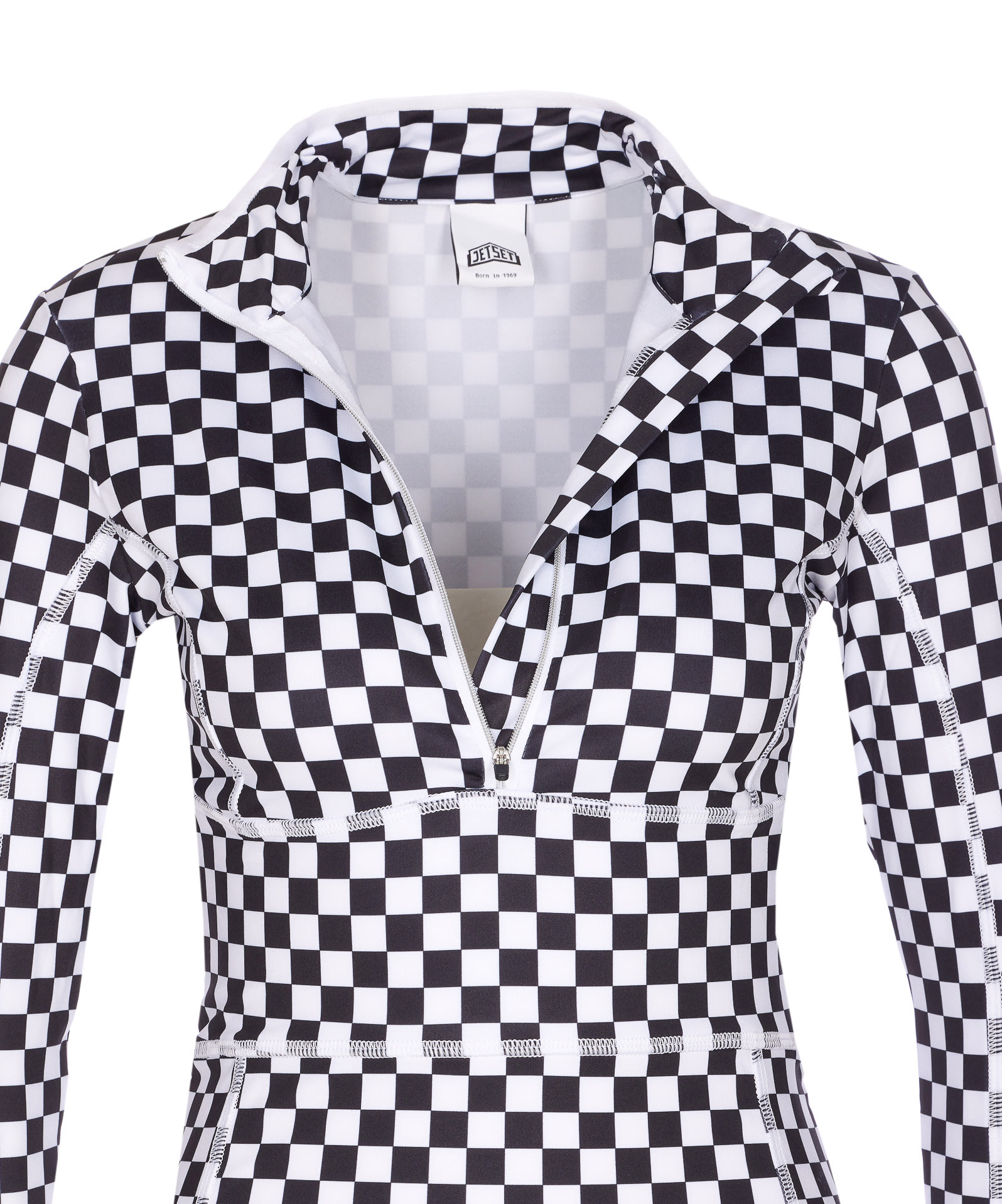 Jet Set Ginger Halfzip Check Longsleeves Top In Multi