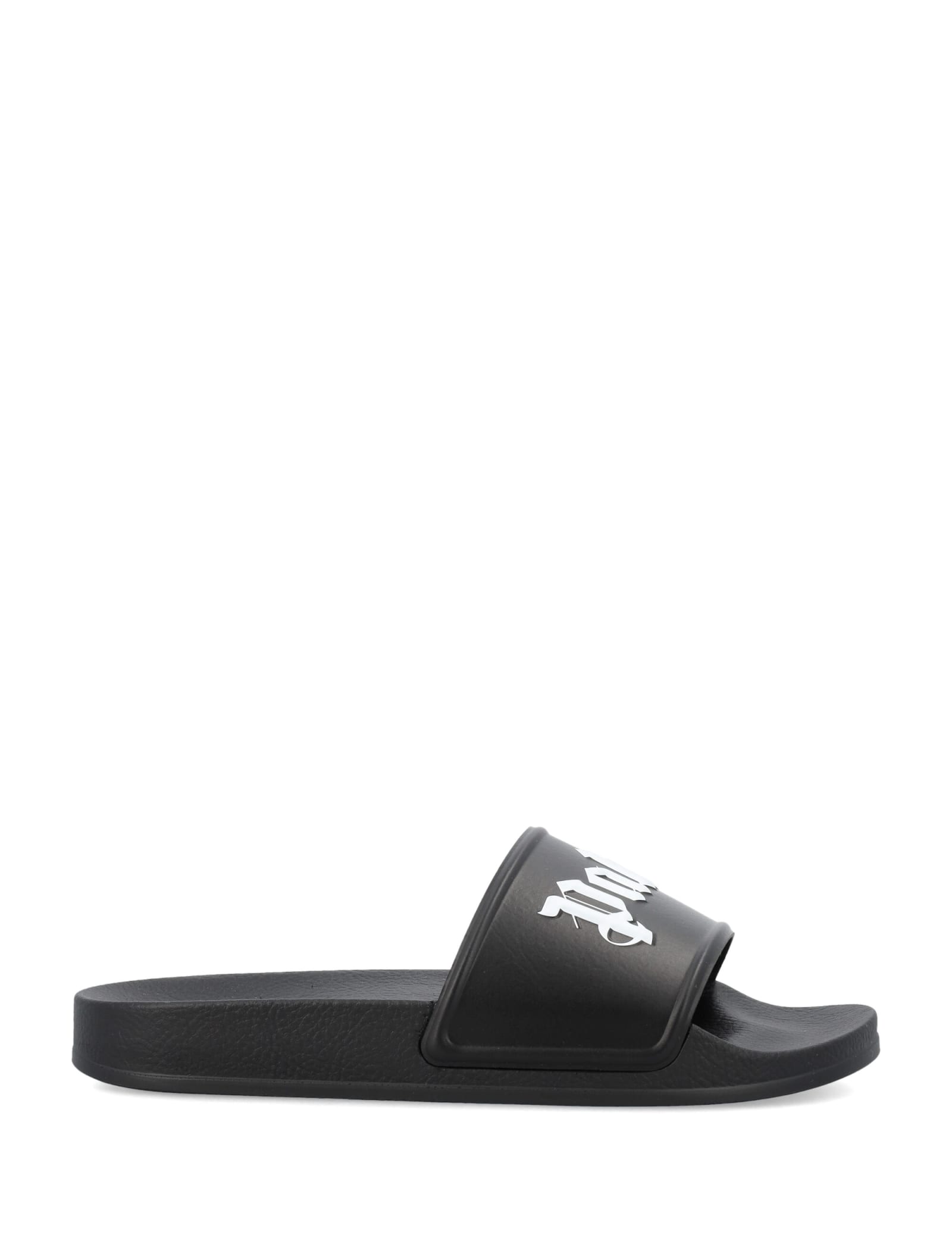 Palm Angels Logo-embossed Flat Slides In Black