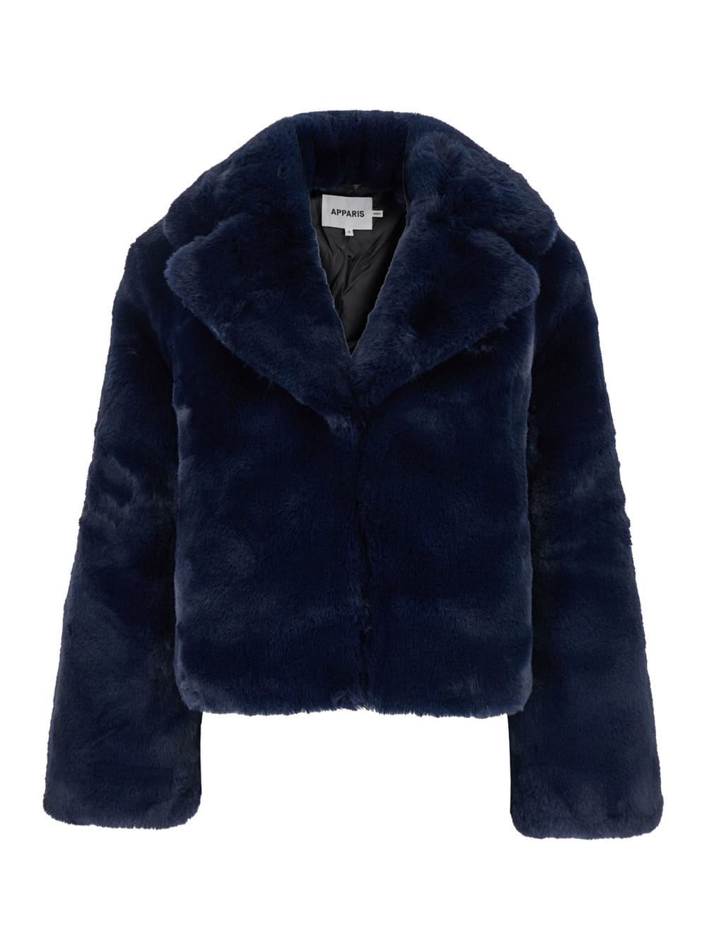 Shop Apparis Miller Blue Short Coat With Revers In Eco Fur Woman