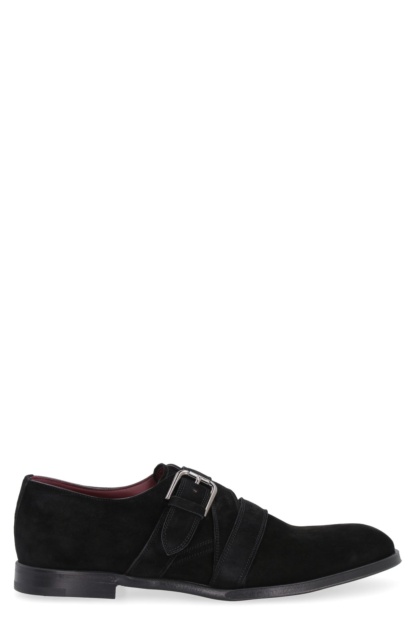 Dolce & Gabbana Suede Monk-strap Shoes In Black