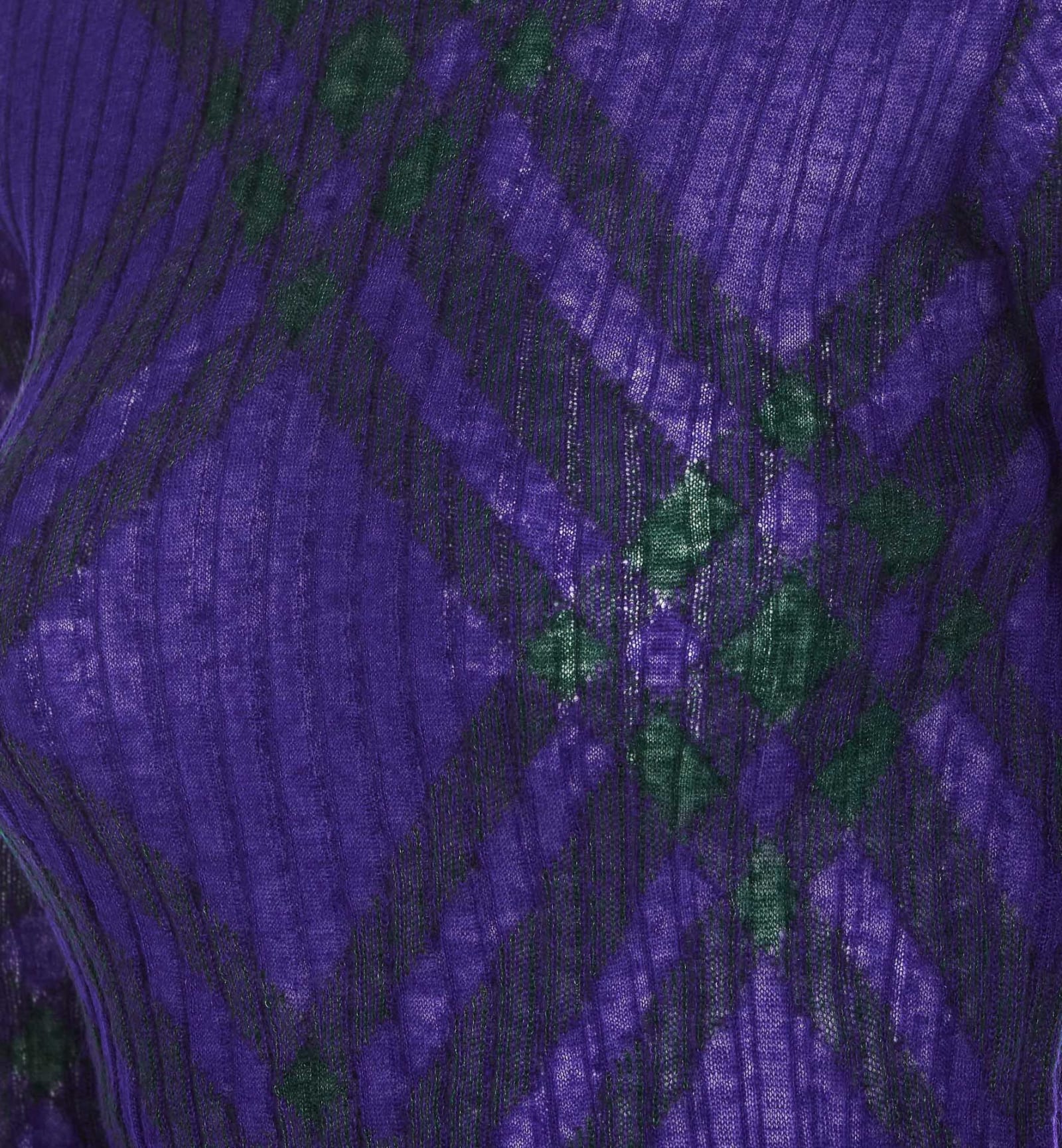 Shop Burberry Long Sleeves Top In Purple, Green