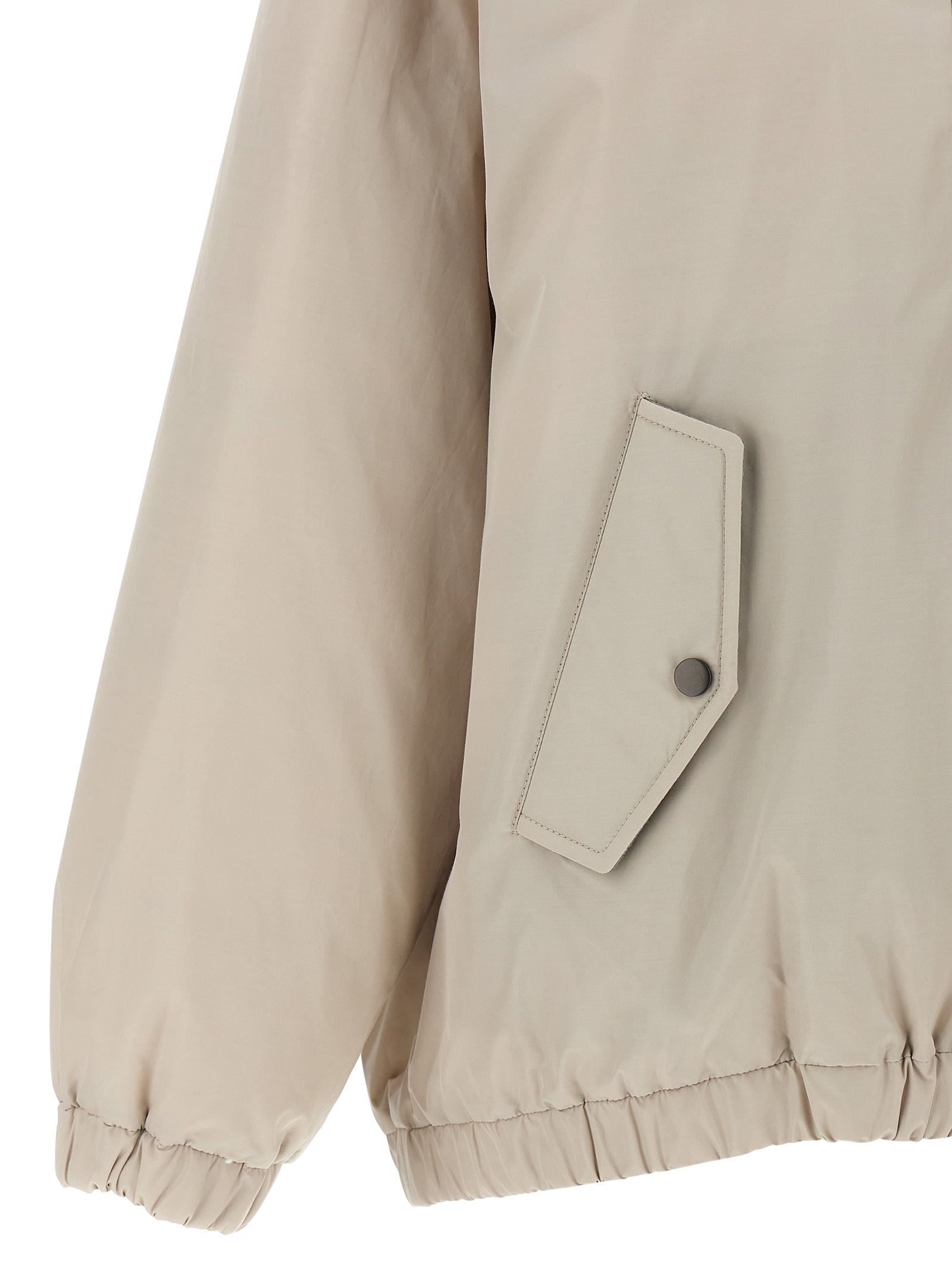 Brunello Cucinelli Women Water-repellent Techno Cotton Taffeta Down Jacket With Hood In Neutral