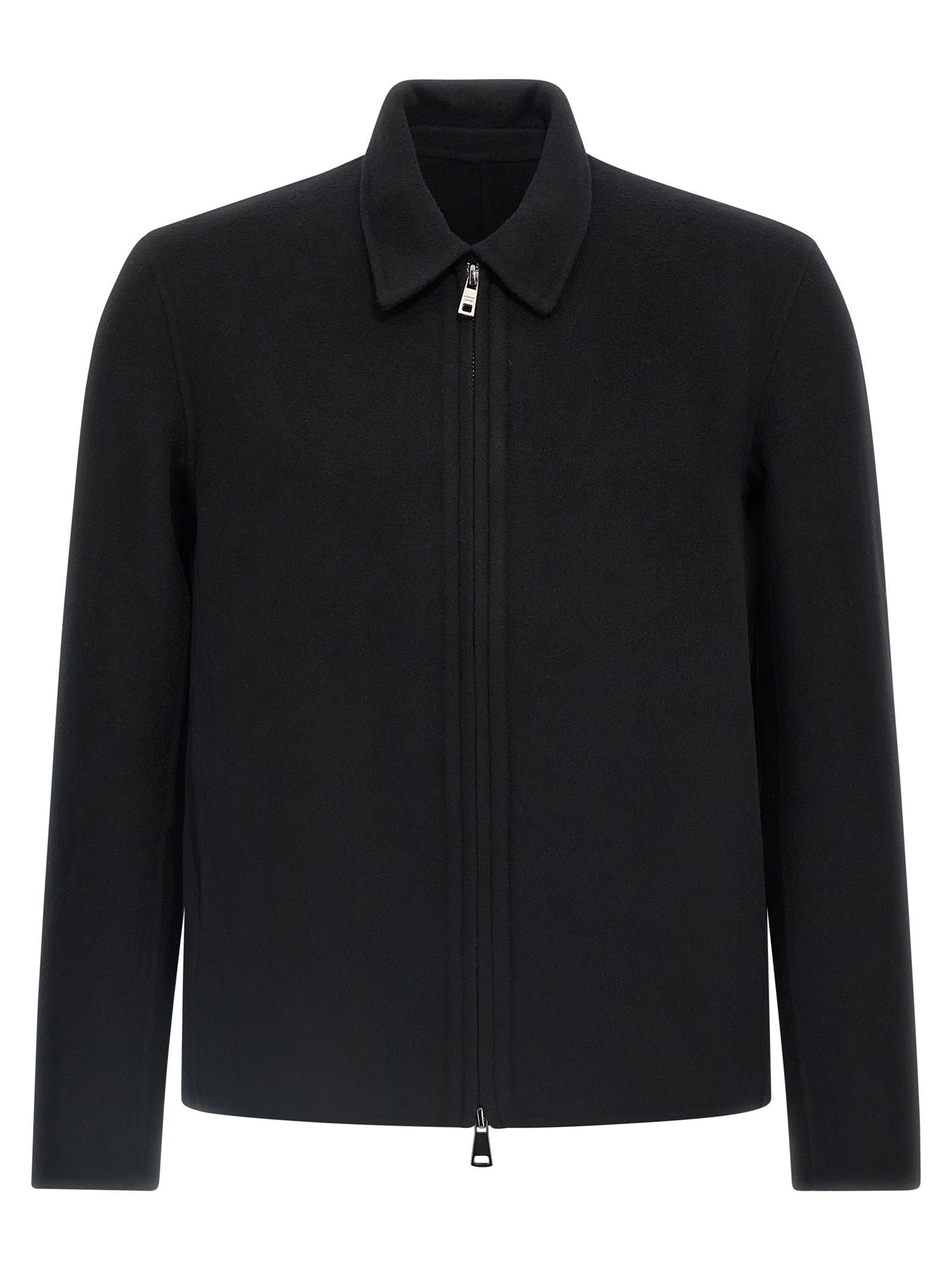 Giorgio Brato Classic-collar Wool-blend Overshirt In Black