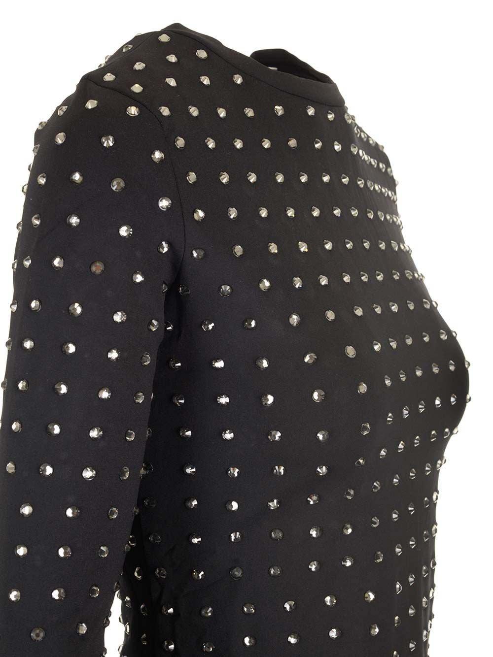 Sportmax All-over Embellished Crewneck Top In Black