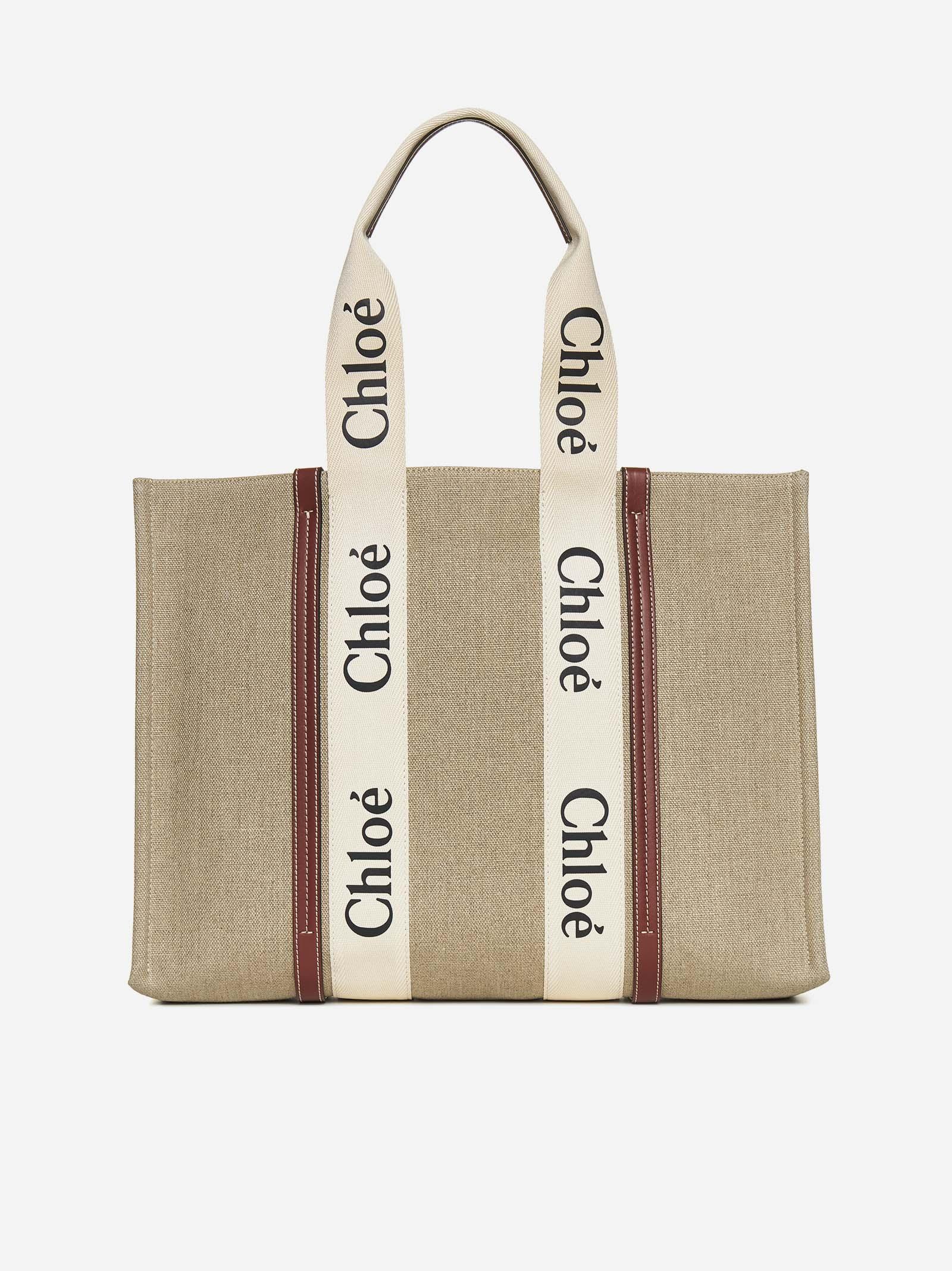 Chloé Woody Linen Tote Bag
