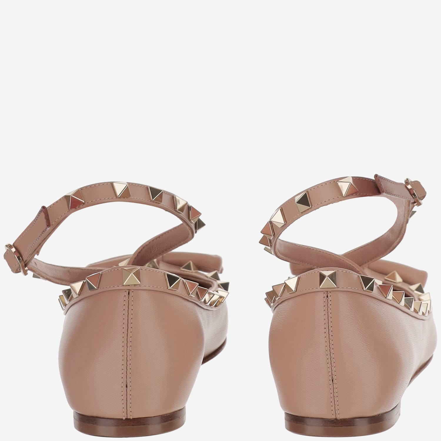 Shop Valentino Leather Rockstud Ballerinas In Pink