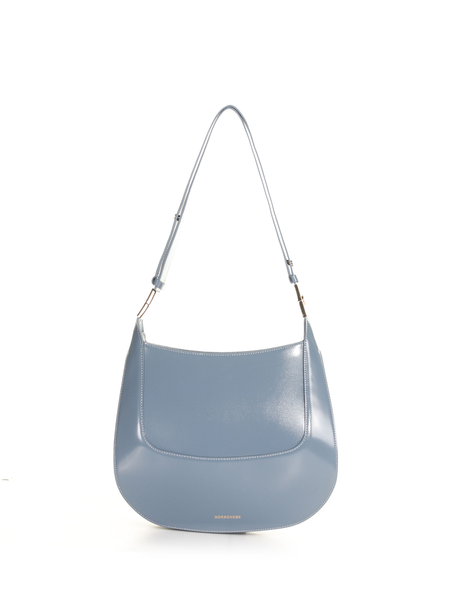 Borbonese Medium Epoque Shoulder Bag In Leather In Blu Portofino