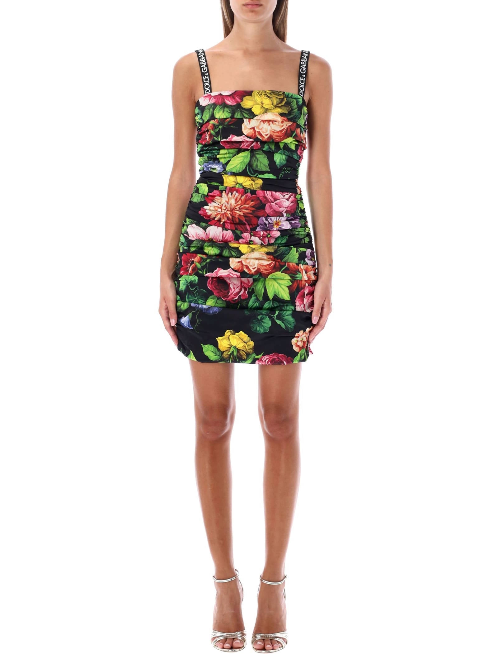 Dolce & Gabbana Cretonne Floral Print Satin Mini Dress