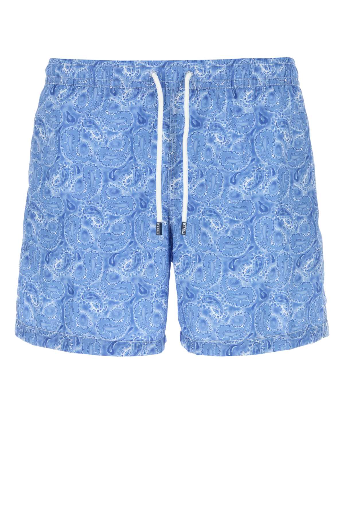 Fedeli Printed Polyester Swimming Shorts In Blue
