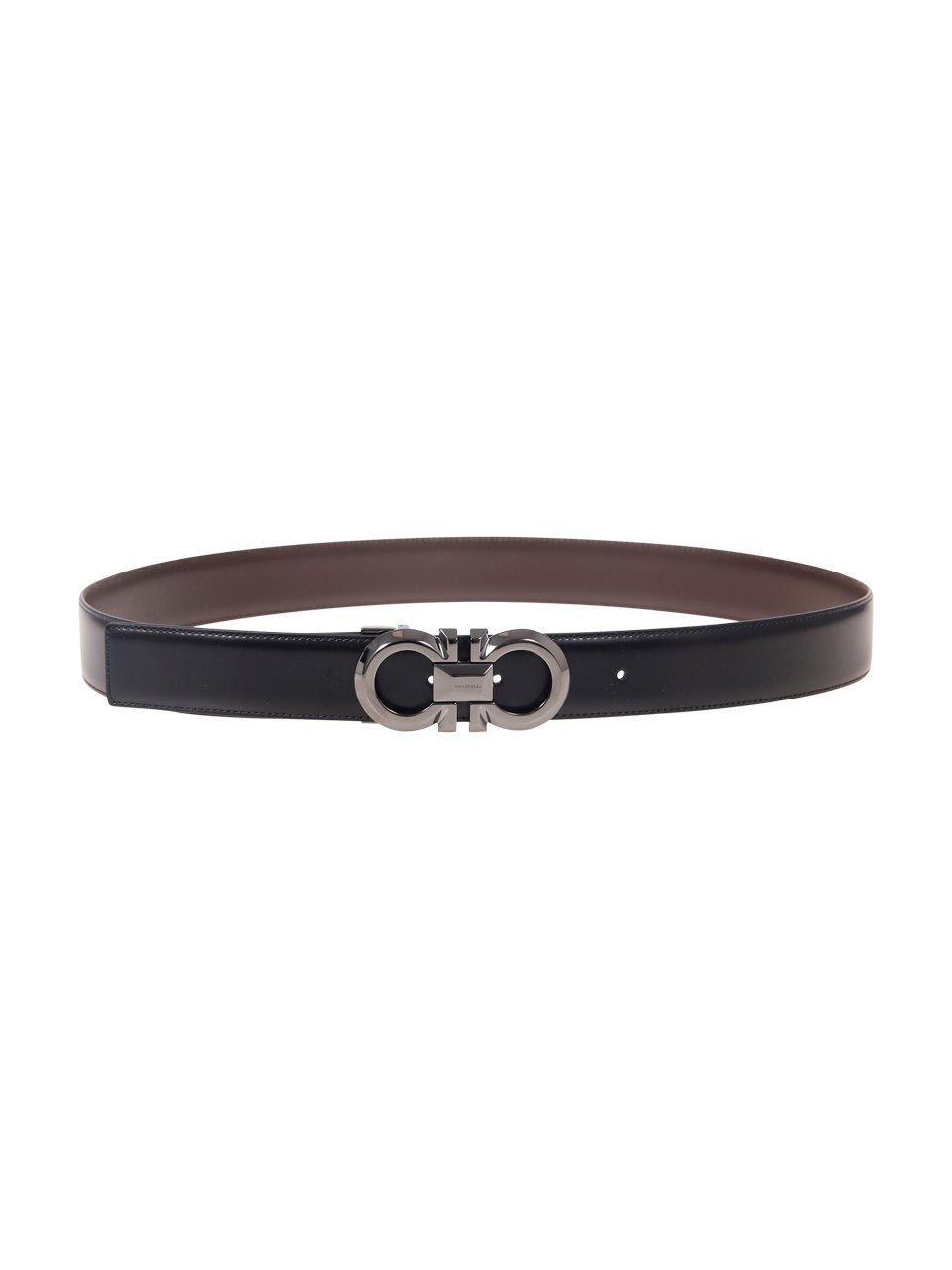 Shop Ferragamo Reversible Buckle Belt In Black