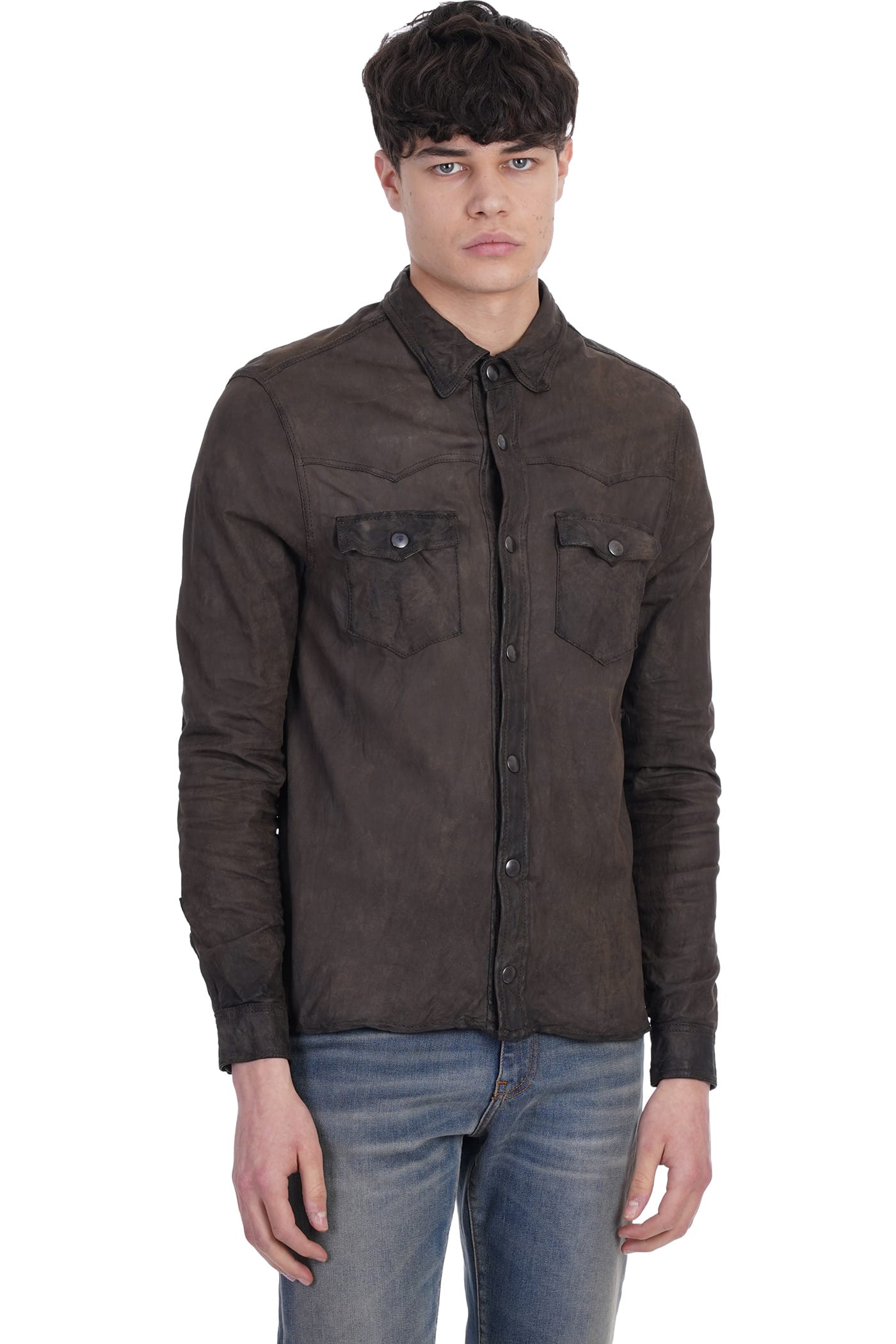 Giorgio Brato Leather Jacket In Brown Leather
