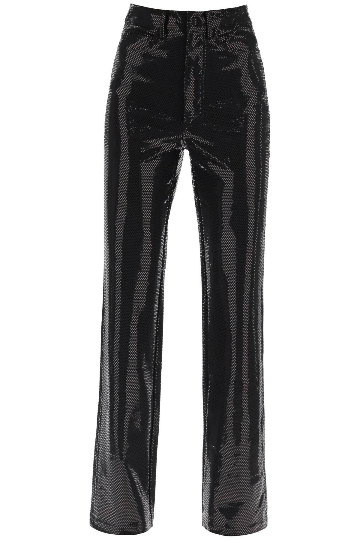 Shop Rotate Birger Christensen Rotana Foil Jersey Pants In Black (black)