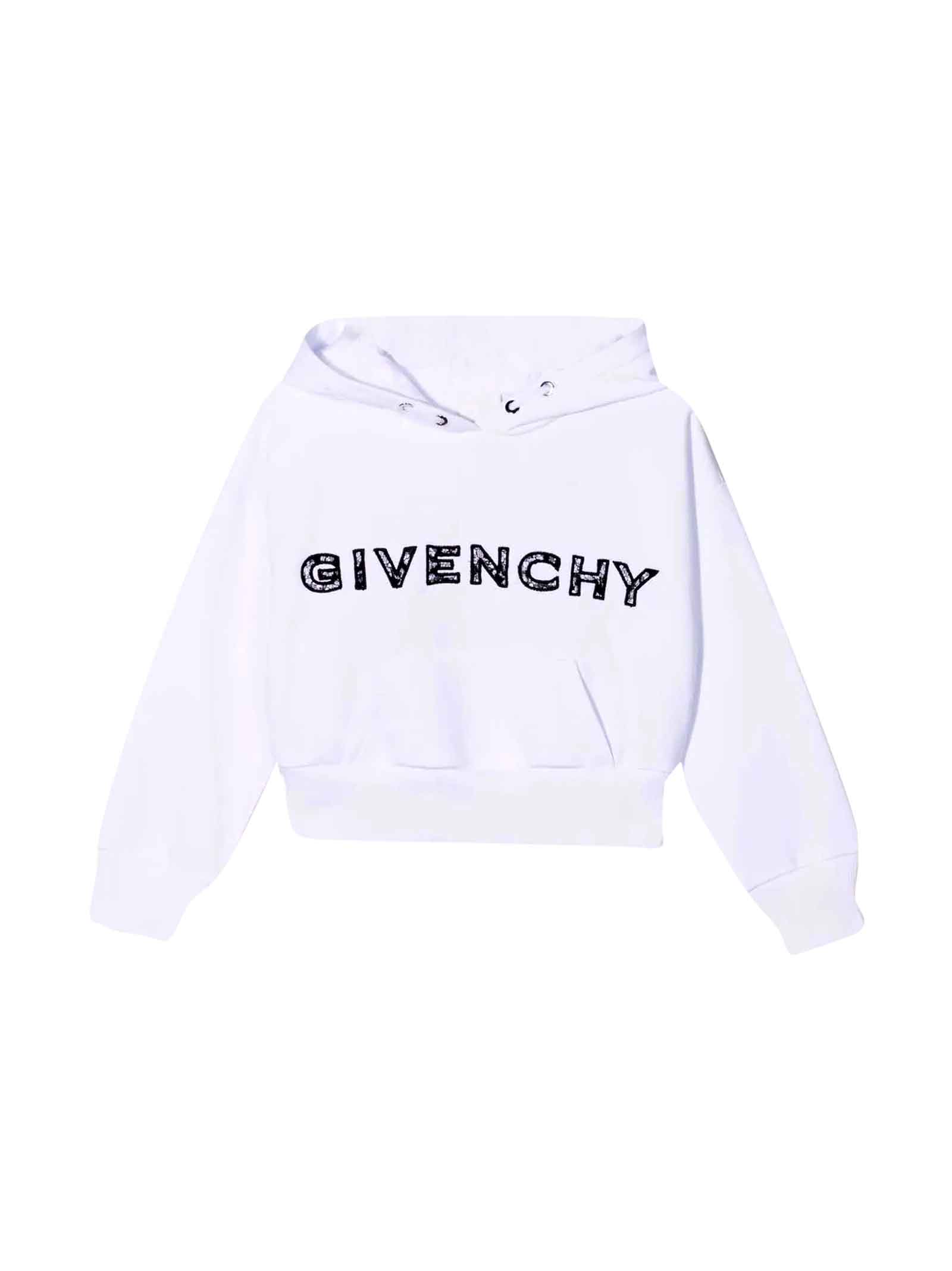 Givenchy White Sweatshirt With Print And Hood