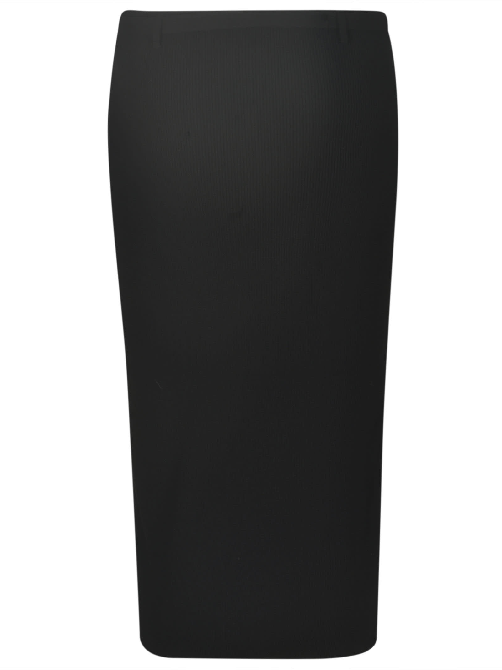 Shop Miu Miu Ribbed Skirt In Black