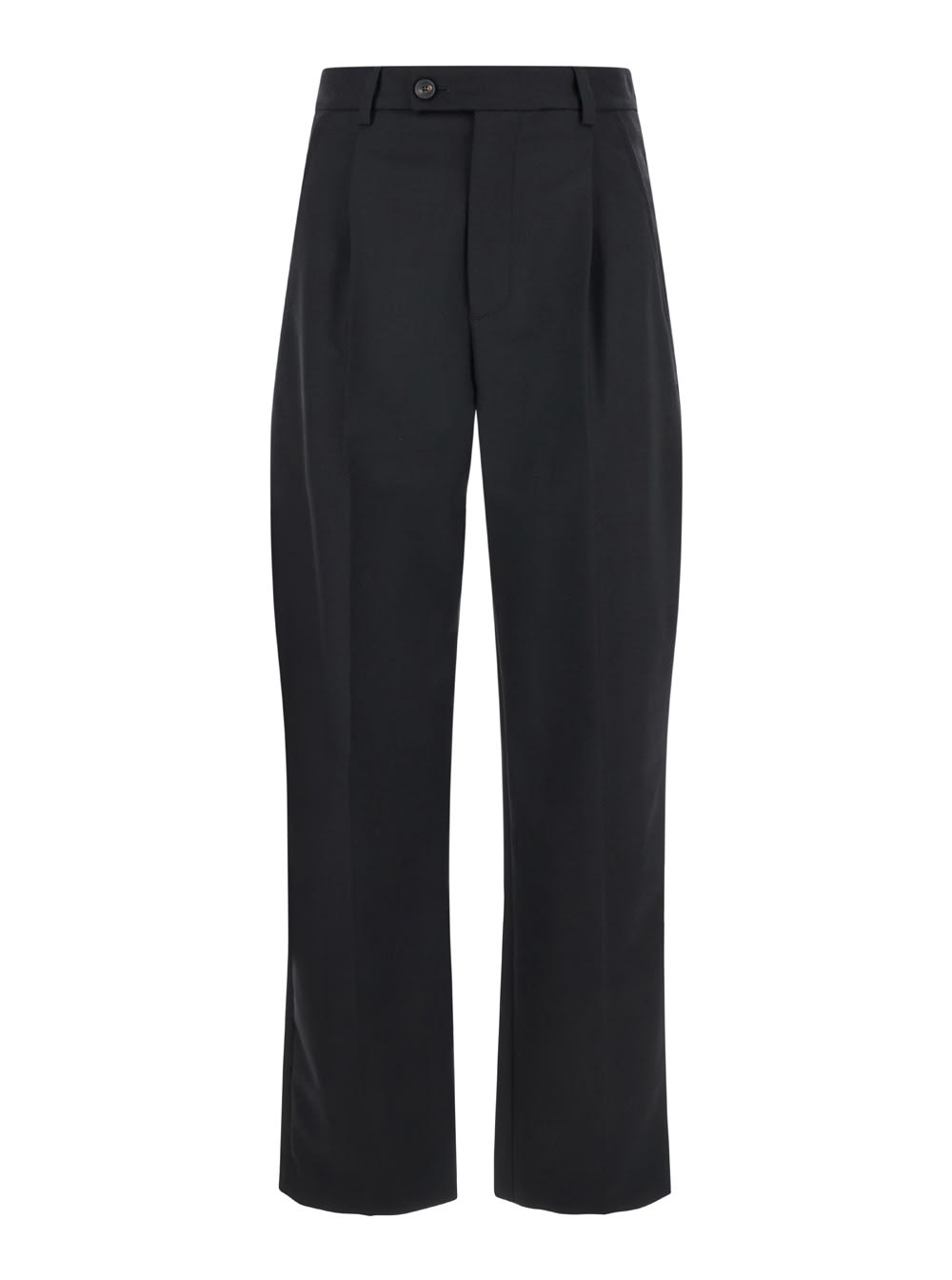 Shop Tela Mia Black Pants With Belt Loops And Pences In Wool Blend Stretch Woman