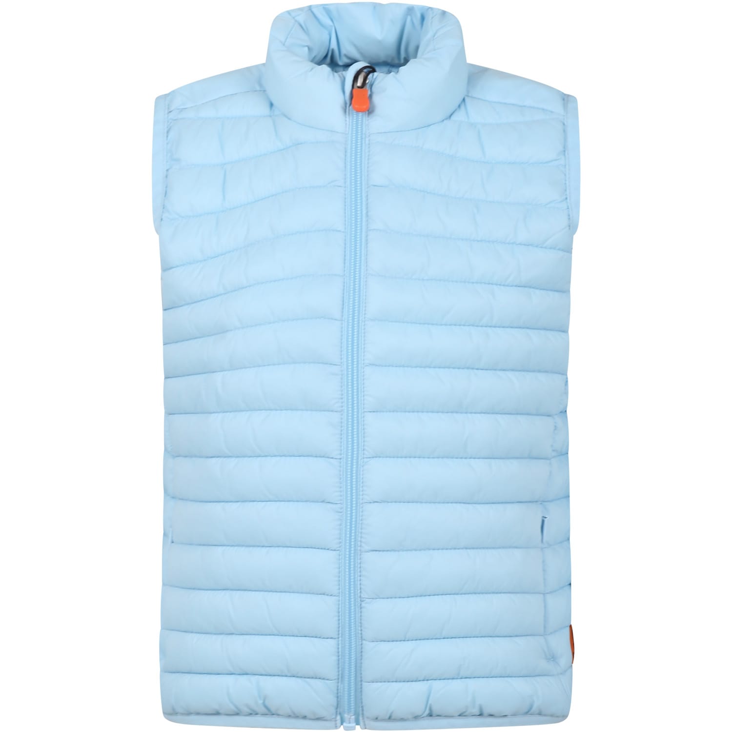 Save The Duck Kids' Light Blue Dolin Vest For Boy With Iconic Logo