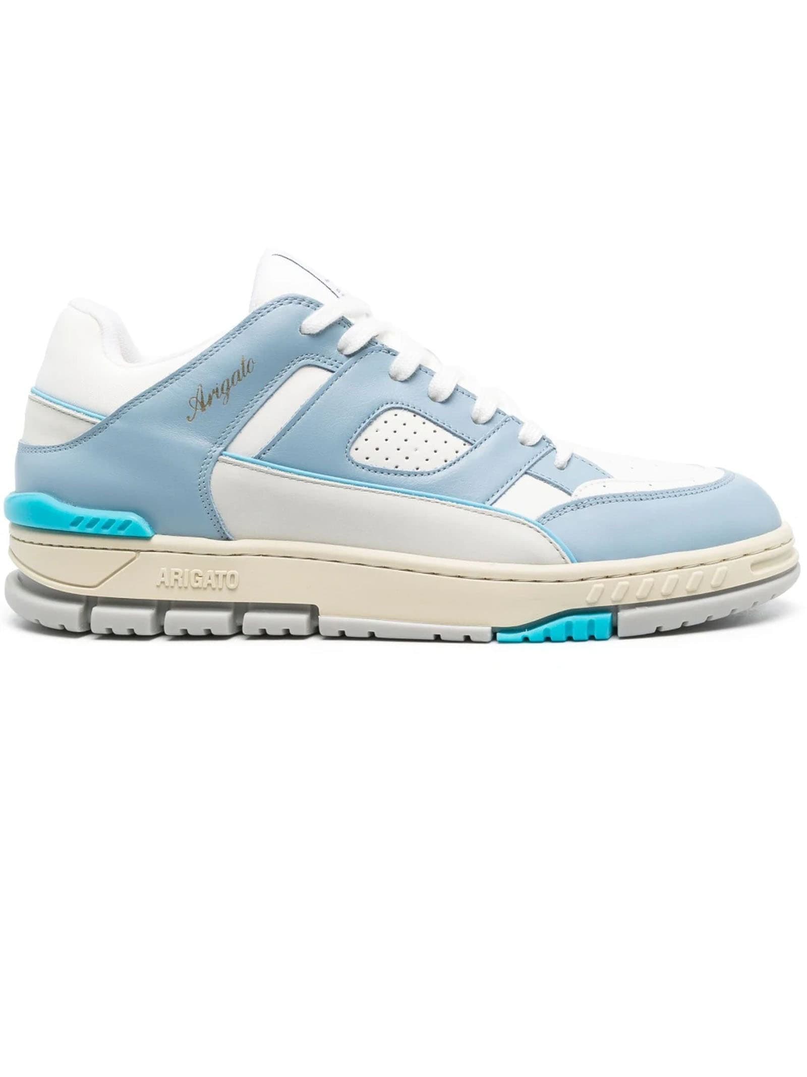 AXEL ARIGATO LIGHT BLUE AND WHITE AREA LO LEATHER SNEAKERS