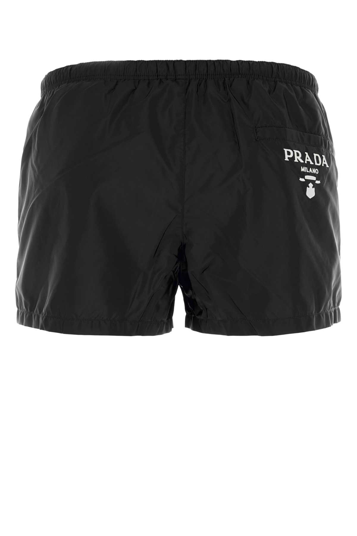 Shop Prada Black Re-nylon Swimming Shorts In Nero