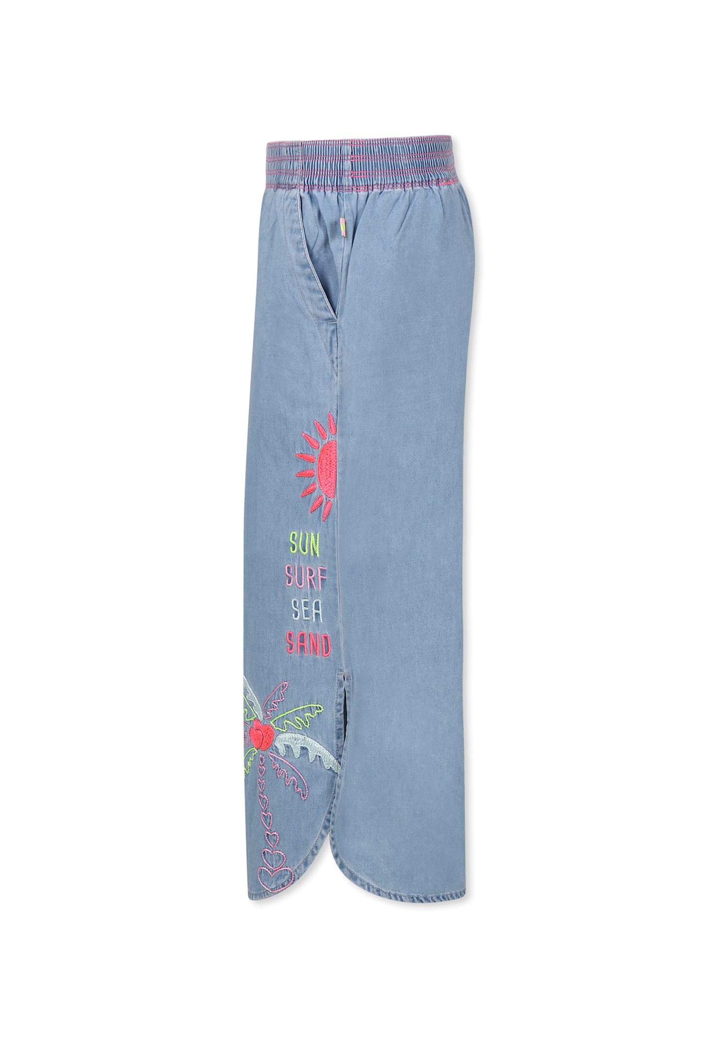 Billieblush Denim Jeans For Girl With Palm Tree In Denim