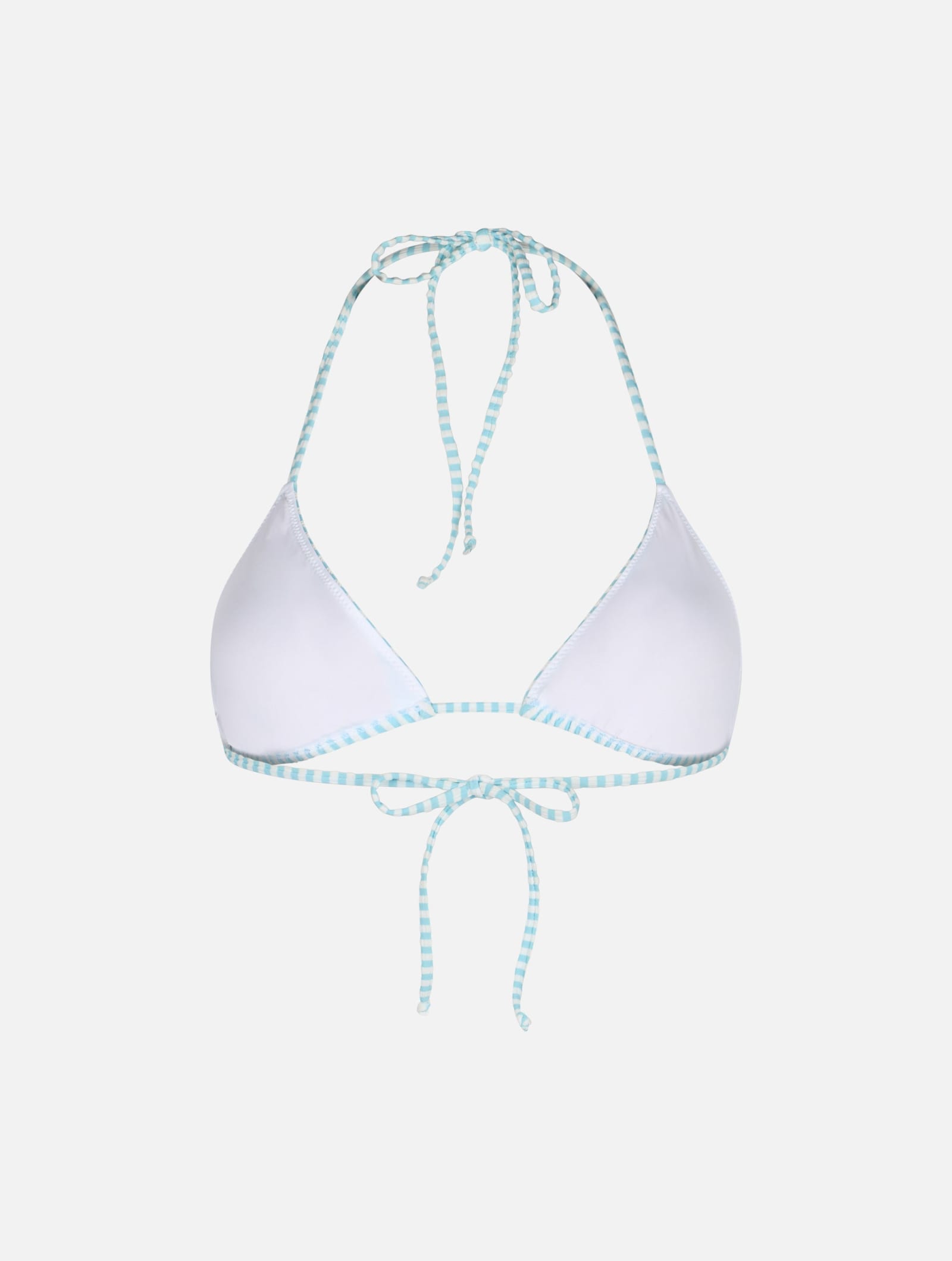Mc2 Saint Barth Woman Seersucker Striped Triangle Top Swimsuit Leah In Sky