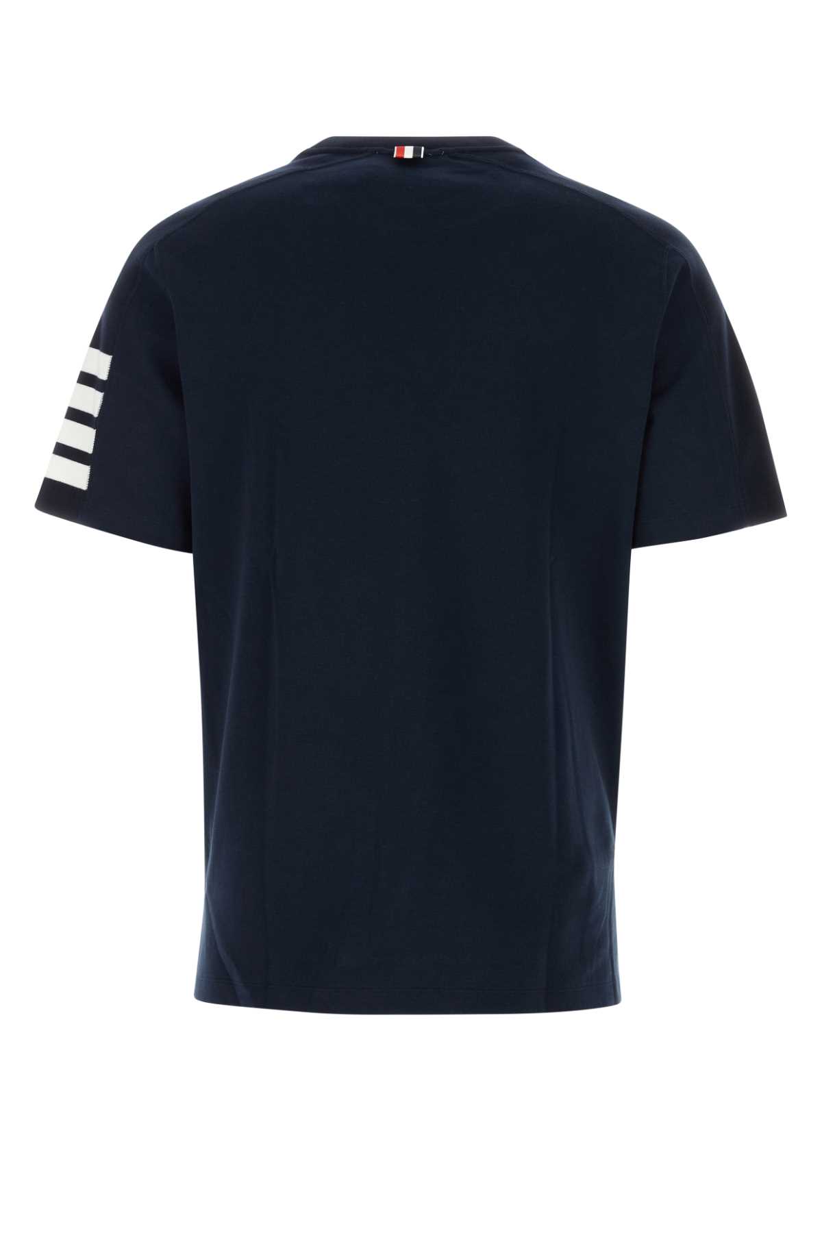 THOM BROWNE NAVY BLUE COTTON T-SHIRT 