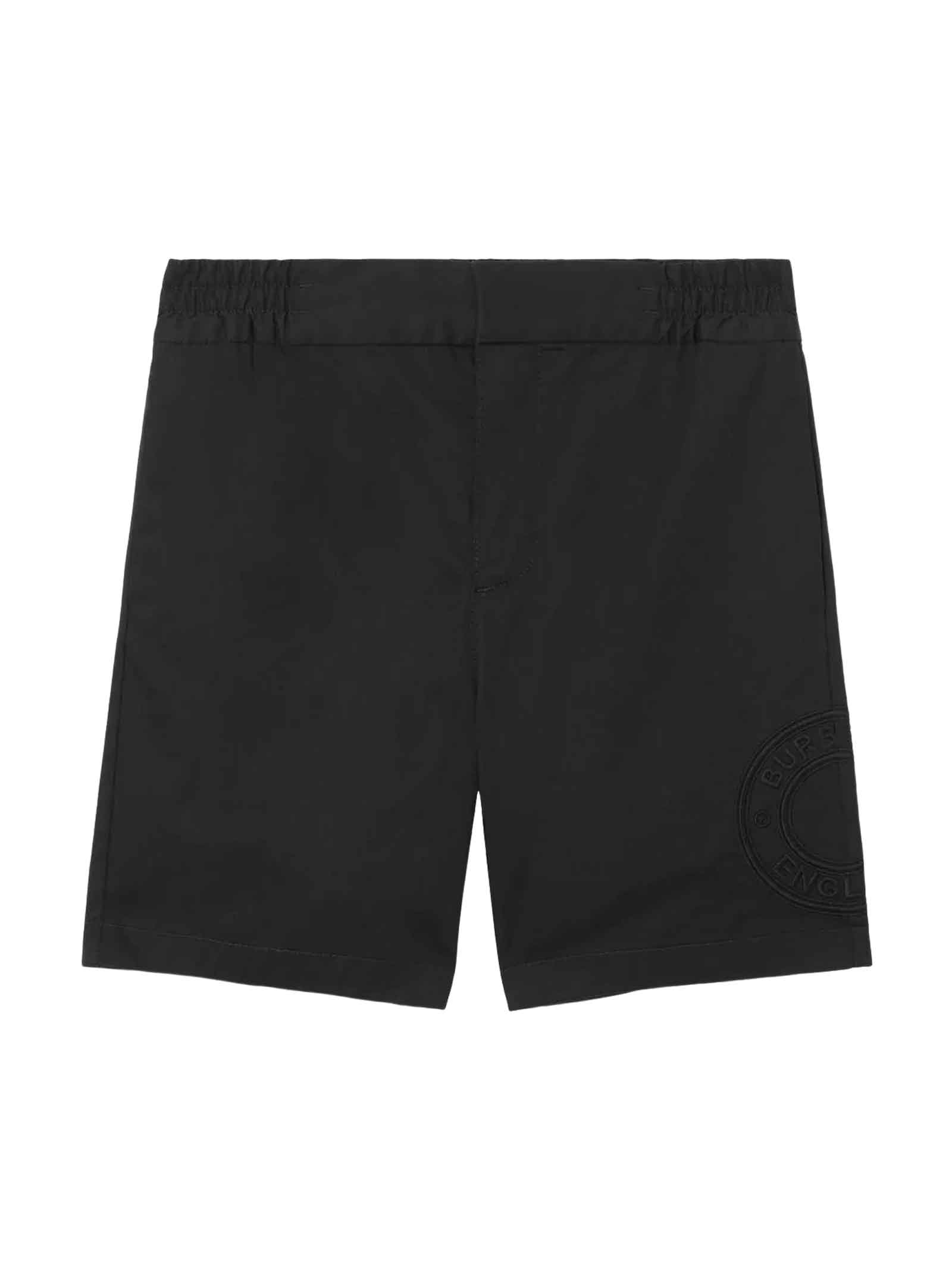 Shop Burberry Black Bermuda Shorts Boy In Nero