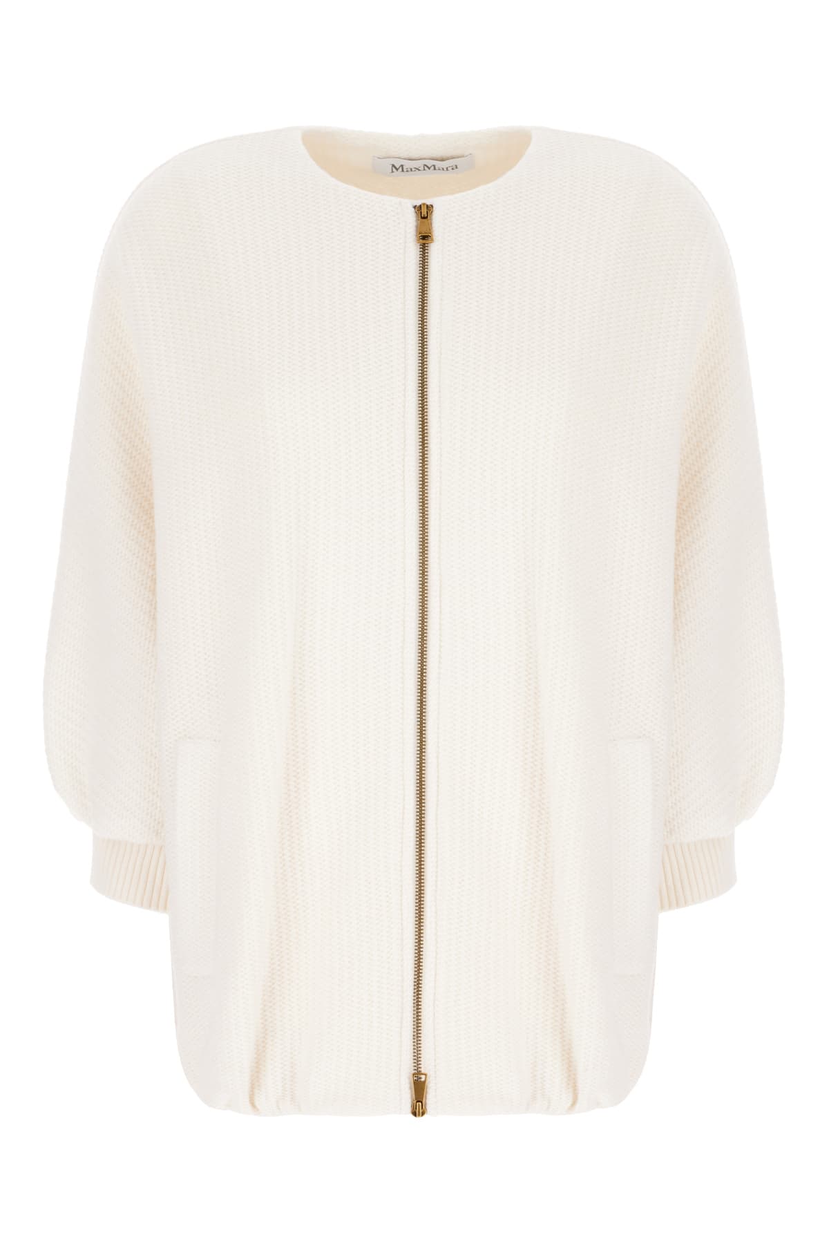 Max Mara Ivory Wool Blend Cardigan In Gray