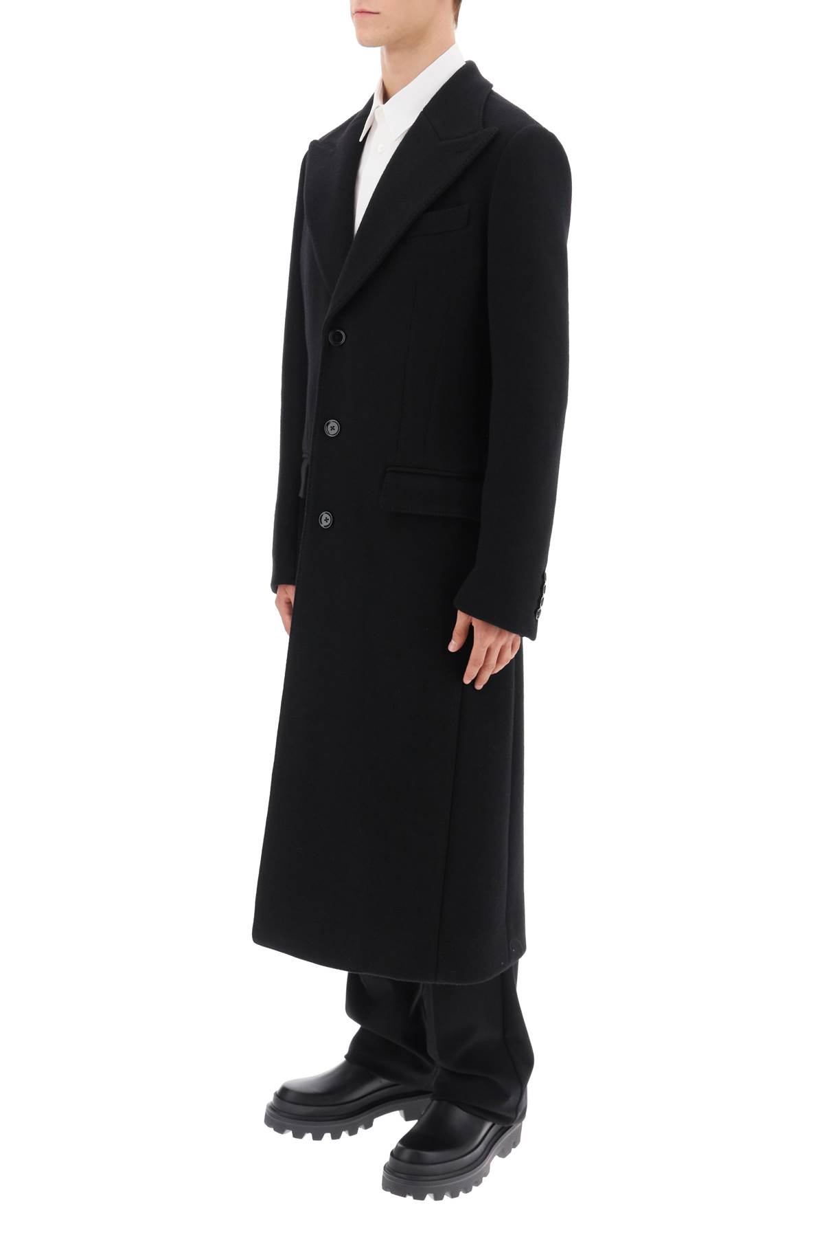 Shop Dolce & Gabbana Techno-wool Deconstructed Coat In Nero (black)