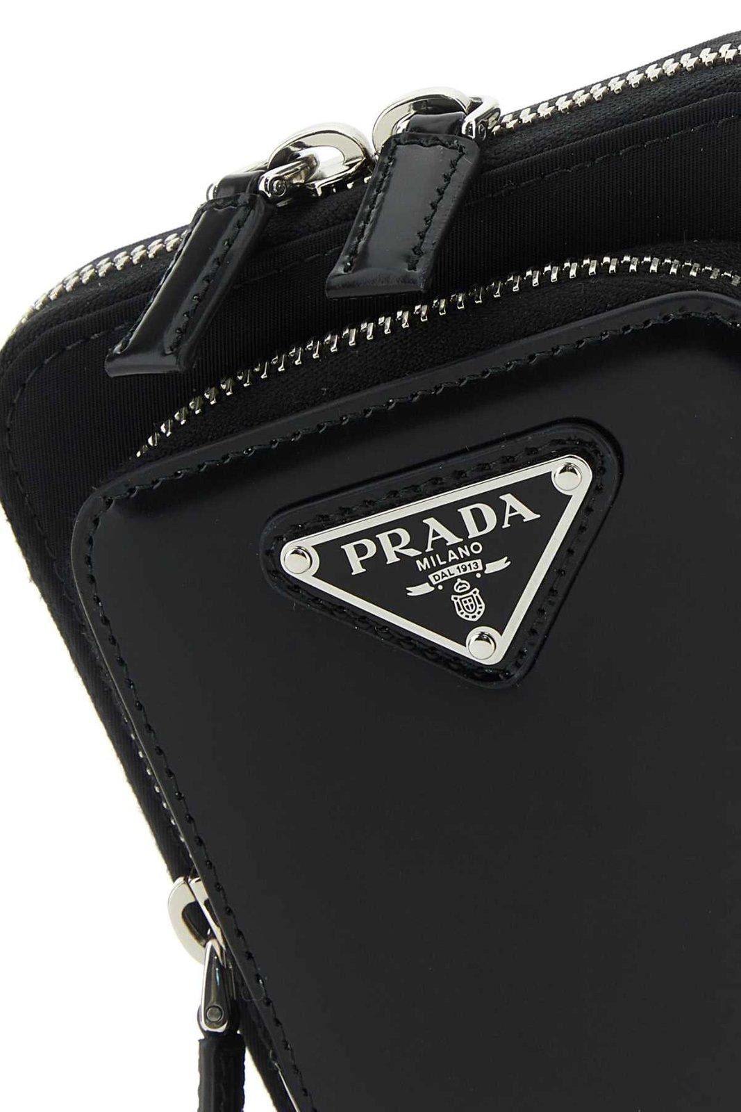 Shop Prada Triangle-logo Zipped Phone Case In Nero