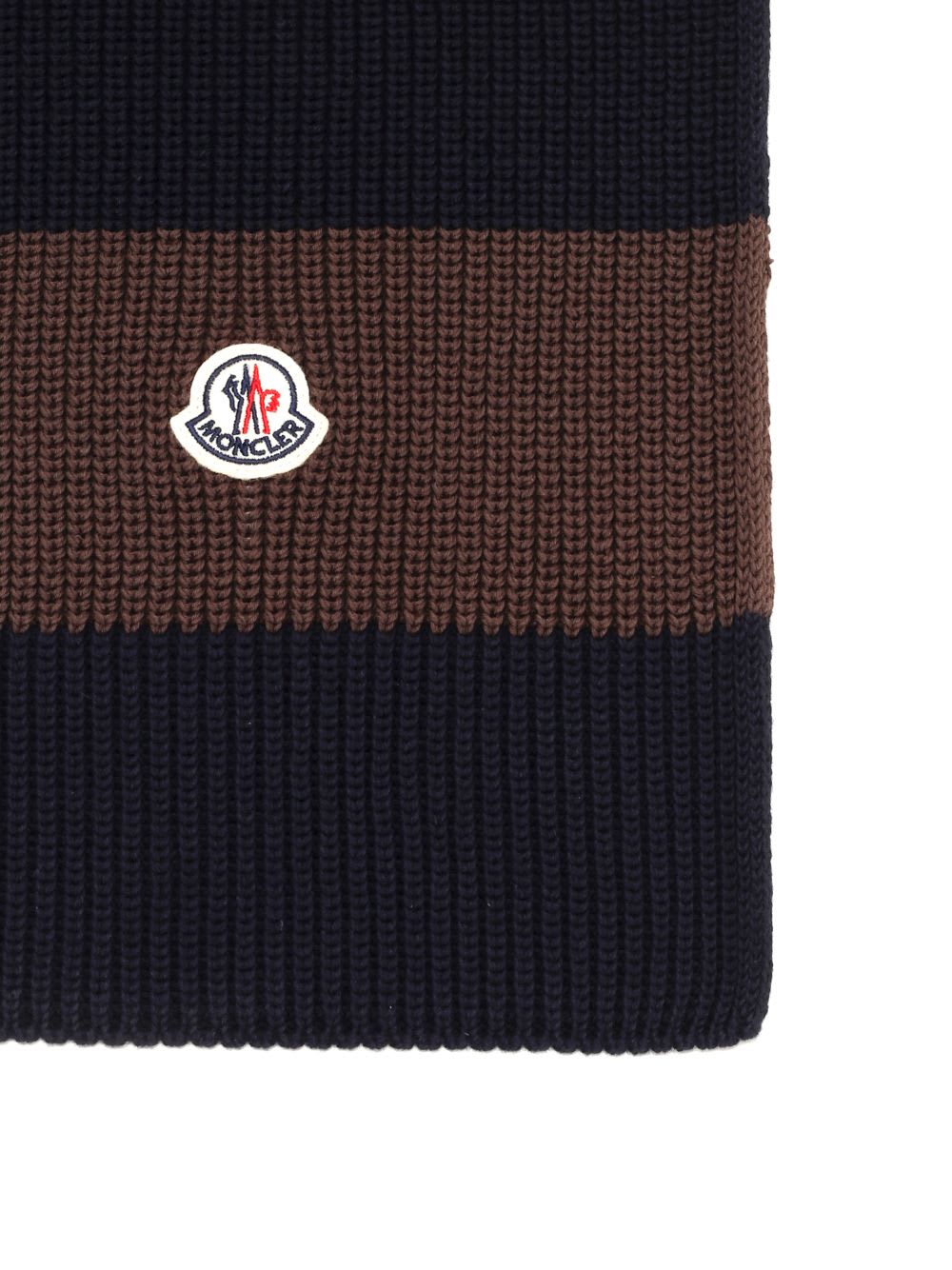 Shop Moncler Striped Cotton Scarf In Black