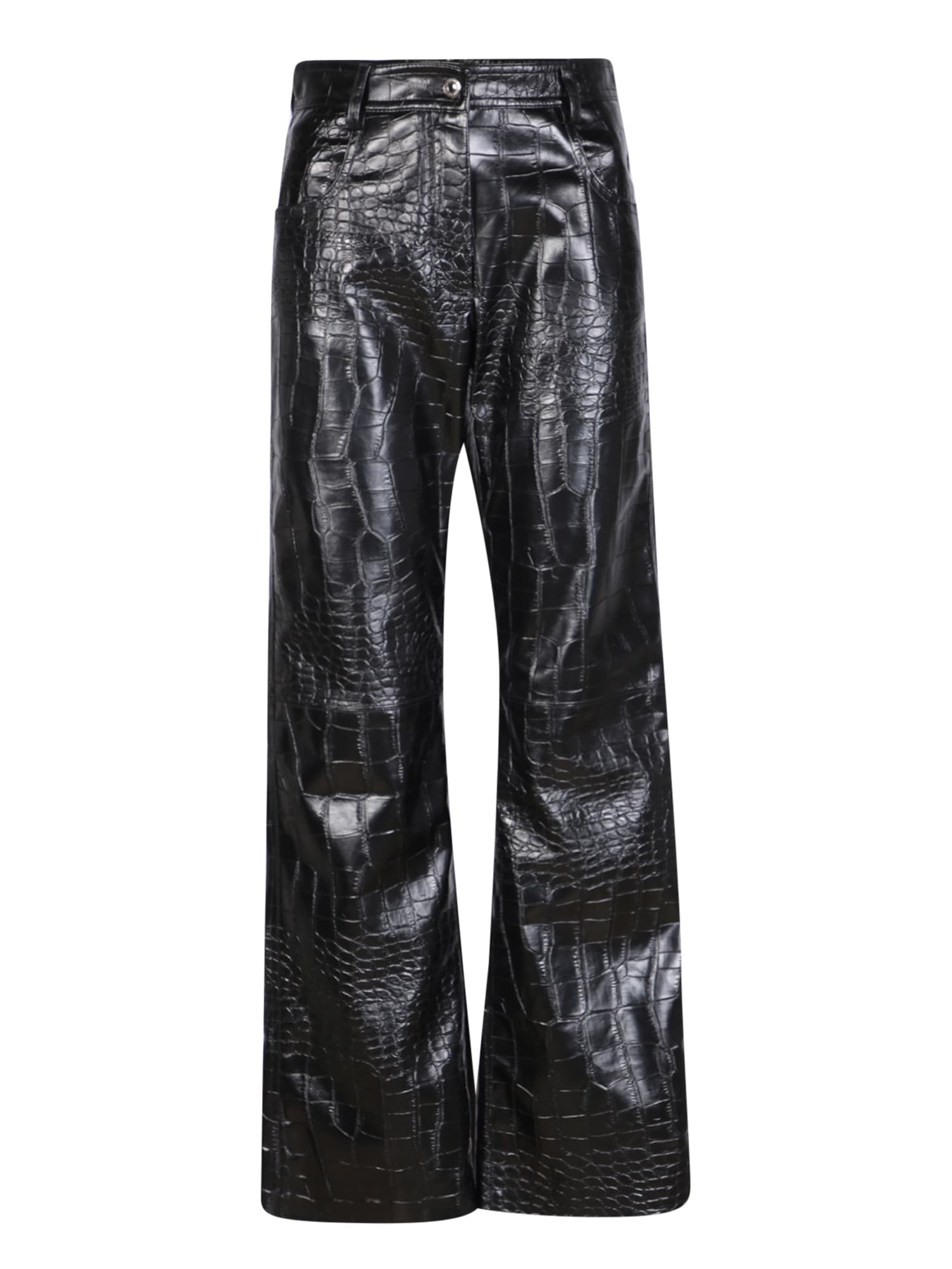 MSGM Crocodile Print Black Trousers