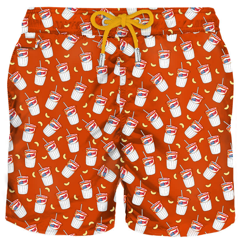 Man Light Fabric Swim Shorts With Estathé Print Estathé Special Edition