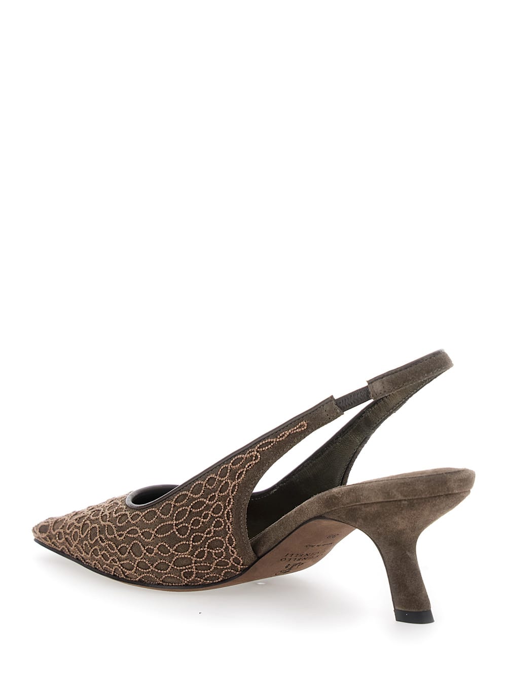 Brunello Cucinelli Brown Pumps With Applied Details In Suede Woman In Brown