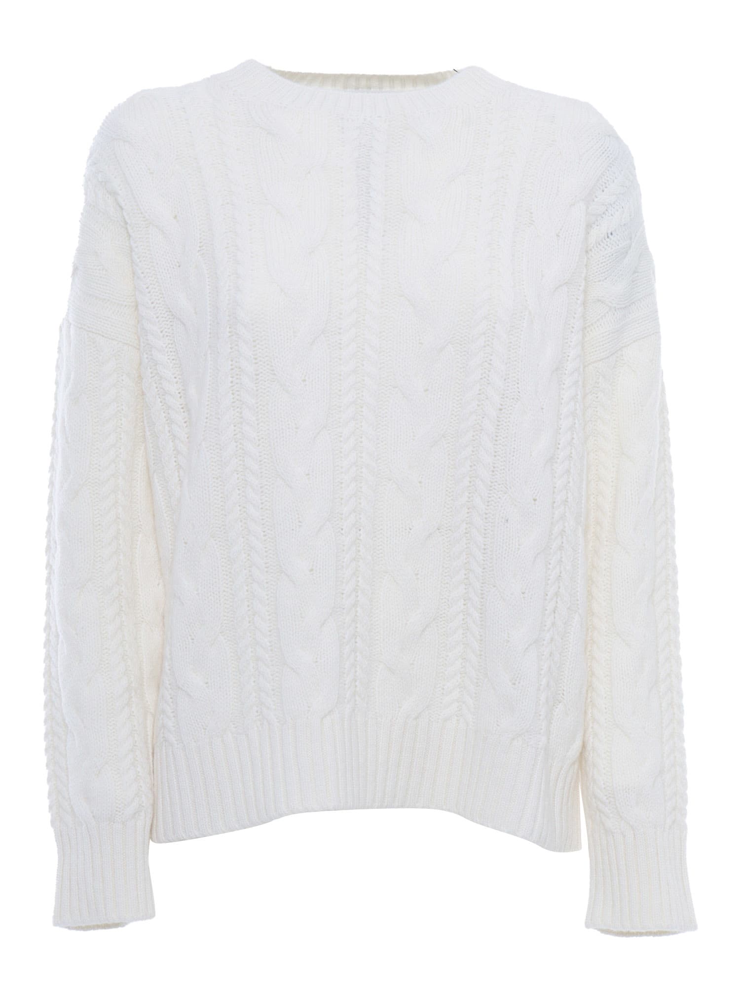 Shop Kangra Braided Crewneck Sweater In White