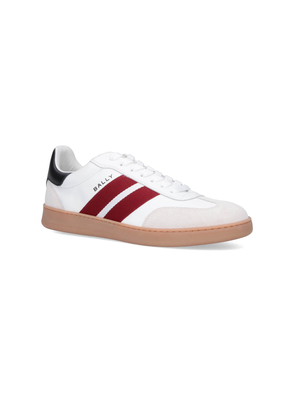 Bally Retro Crest Leather Striped Sneakers In White