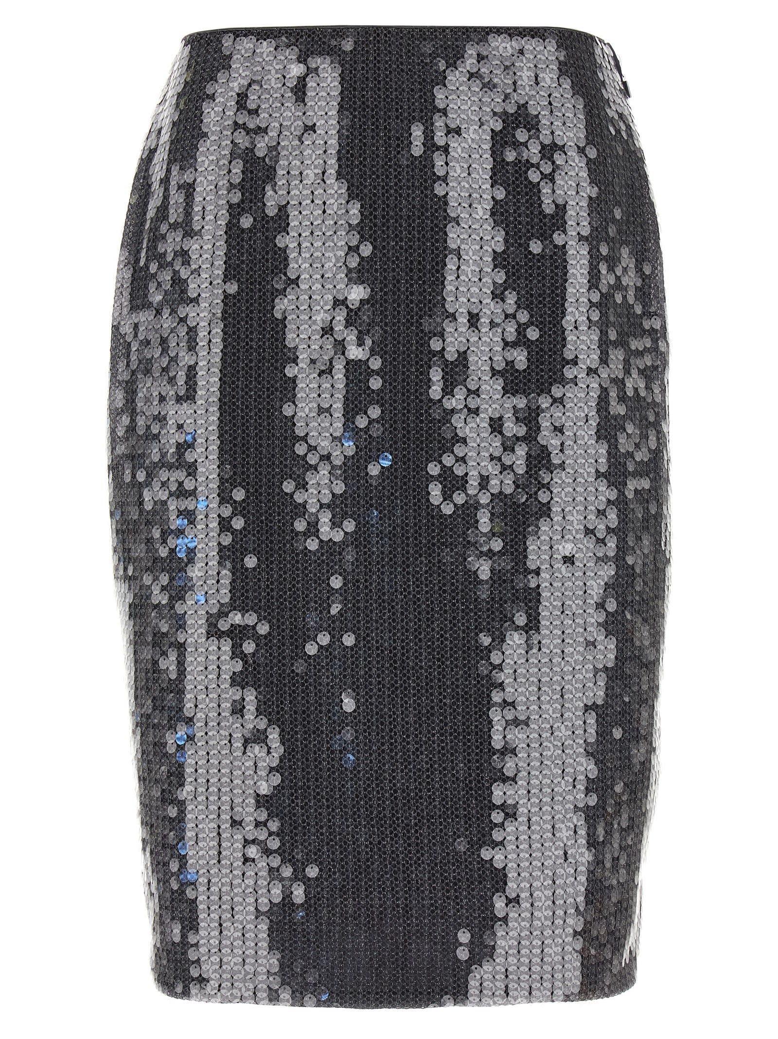 Rotate Birger Christensen Net Sequin Midi Skirt In Gray