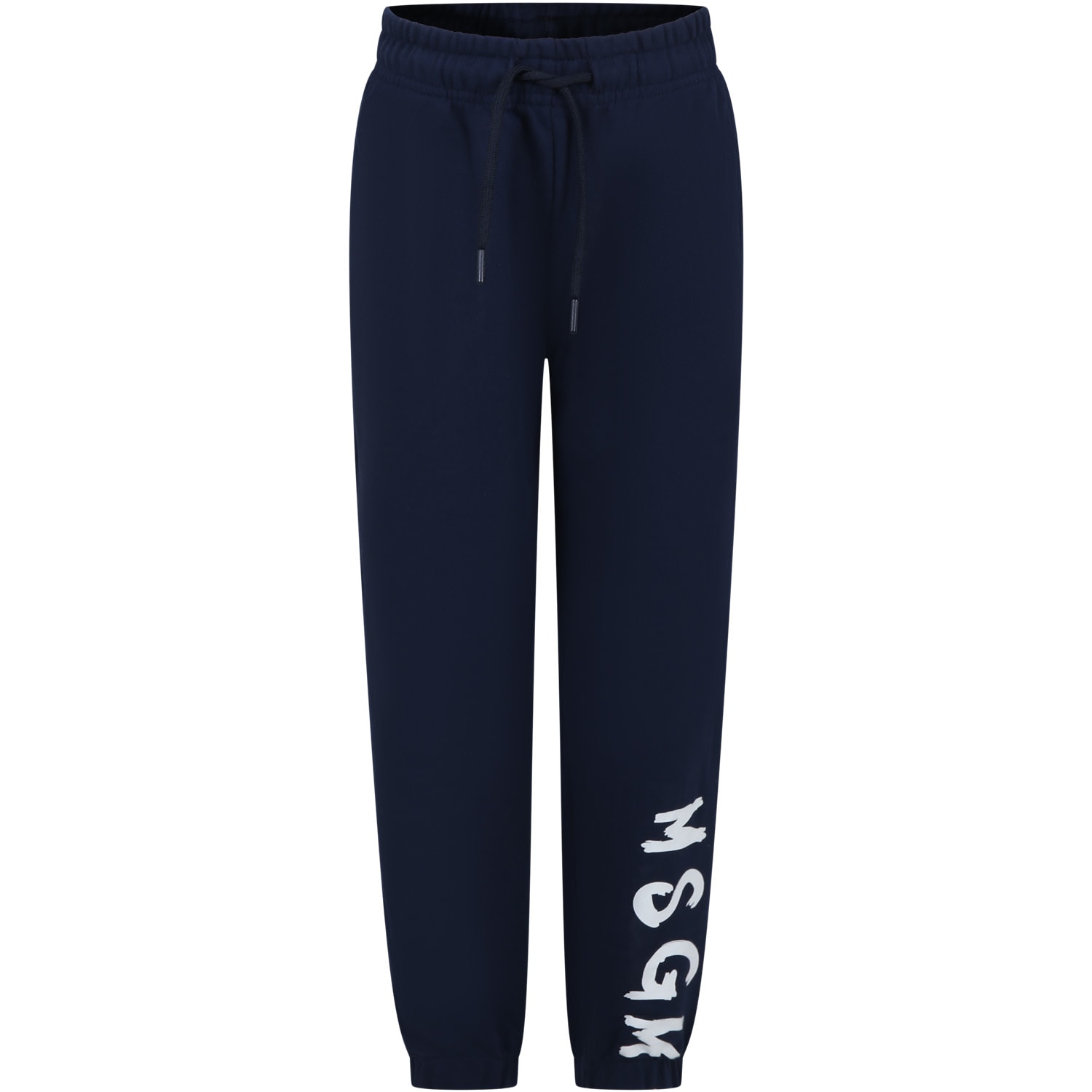 Msgm Kids' Blue Trousers For Boy With Logo