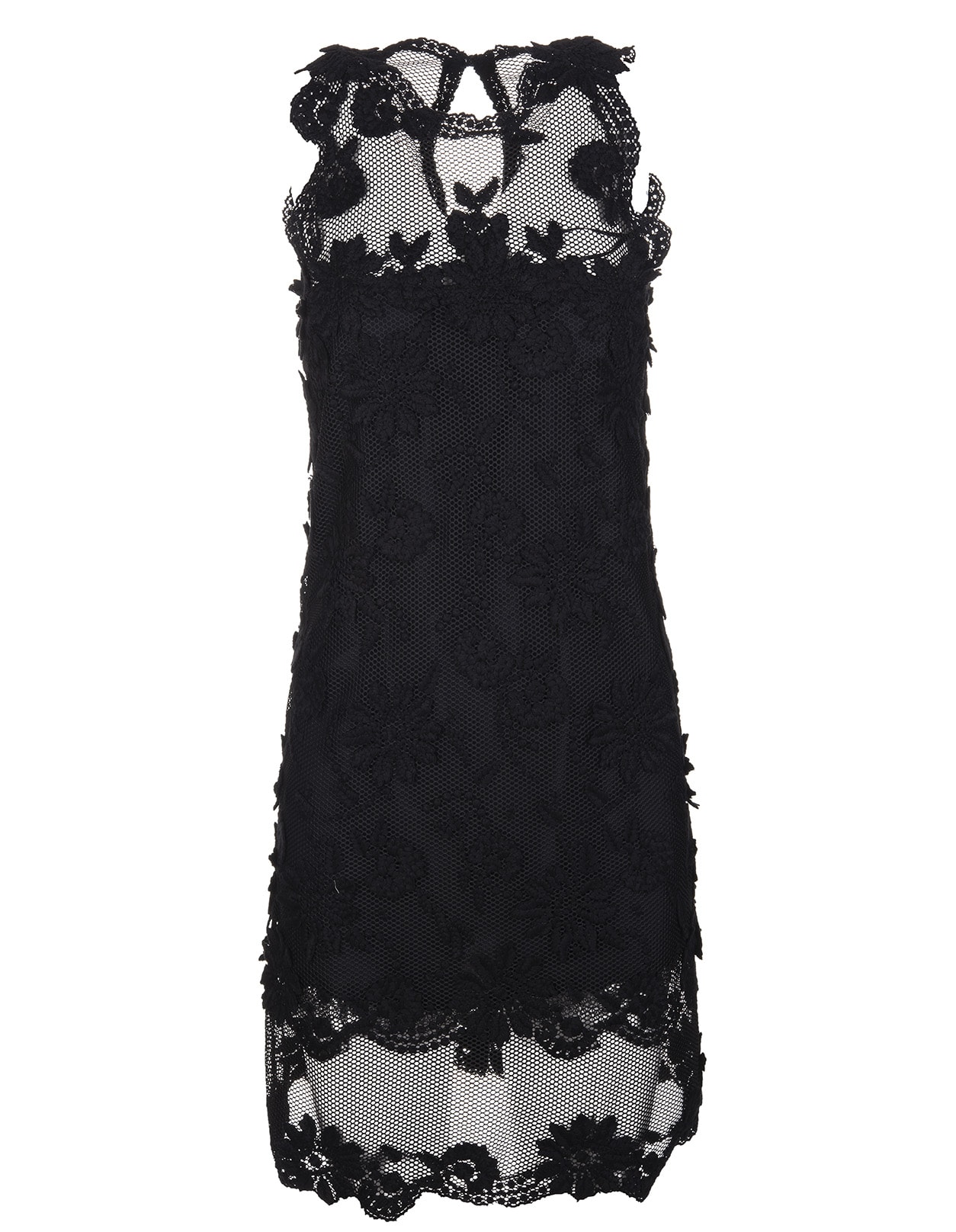 Ermanno Scervino Black Short Dress In Macrame Lace
